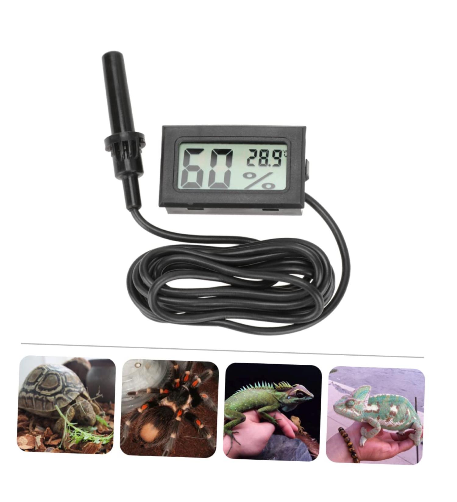 Yarnow 5-in-1 Pet Thermometer & Moisture Meter for Terrariums - Digital Hygrometer for Reptiles & Refrigerators - ABS 4.5x2.5cm Black - Buy Online on GoSupps.com