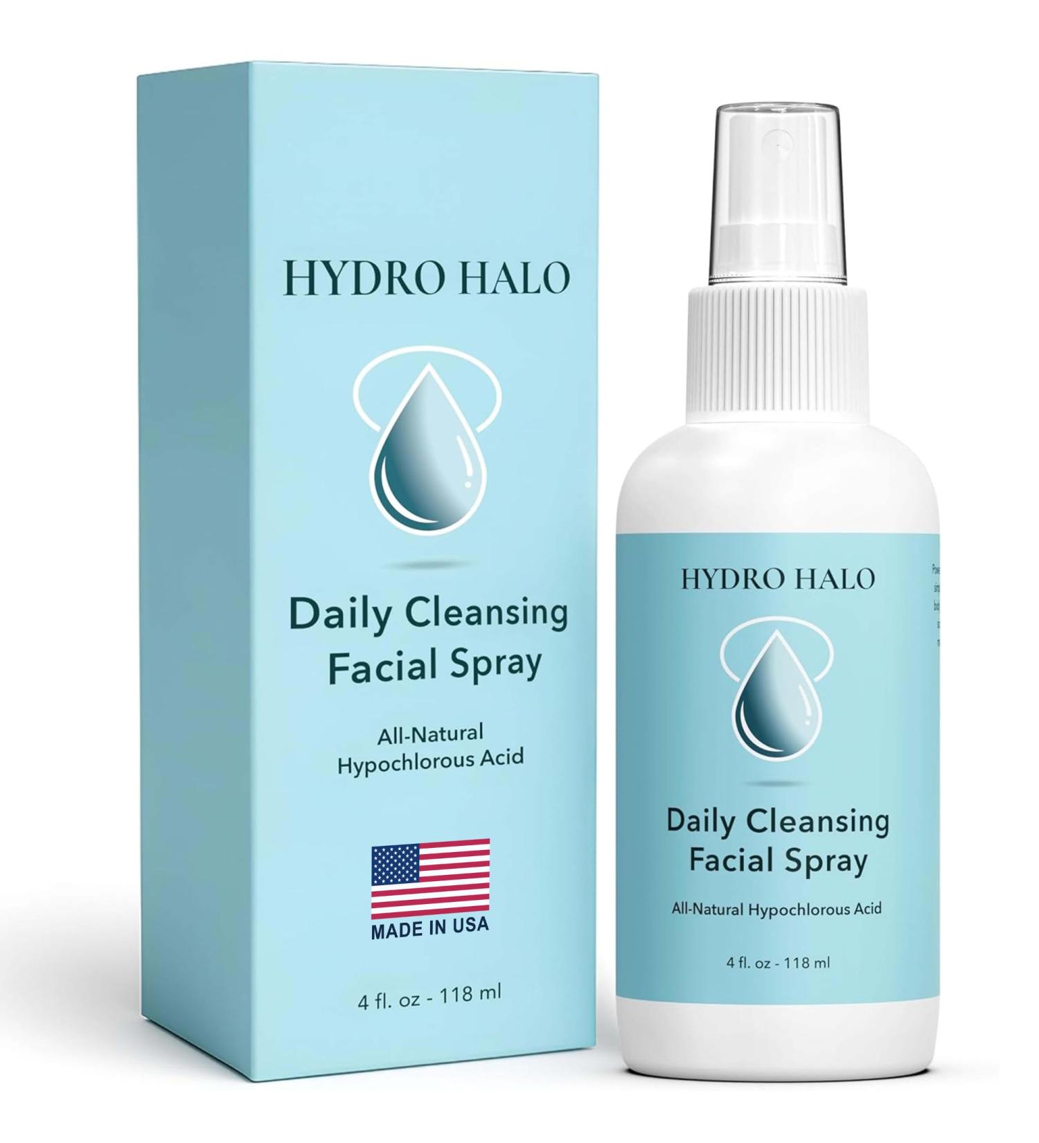 Hydro Halo 0.02% Hypochlorous Acid Spray for Face & Skin Hydrating Facial Mist Calm Redness & Irritation Post-Workout pH Balanced No Alcohol Daily Skin Care Made in USA 4 Oz - Buy Online on GoSupps.com