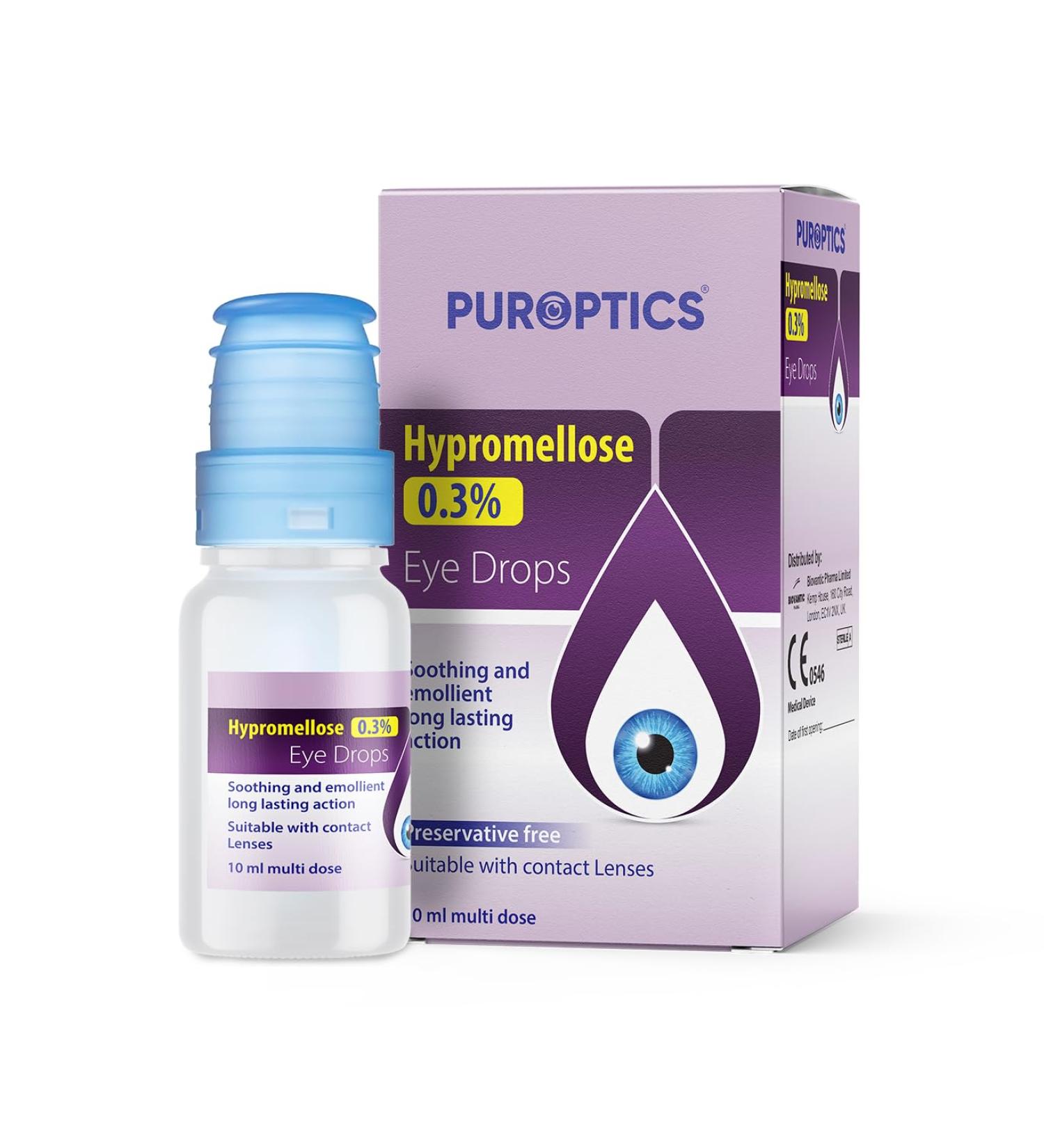 Puroptics Hypromellose 0.3% Preservative-Free Eye Drops for Dry Eyes | Lubricating Itchy Eye Drops - Relieve Tired & Irritated Eyes (3 Pack) - Buy Online on GoSupps.com