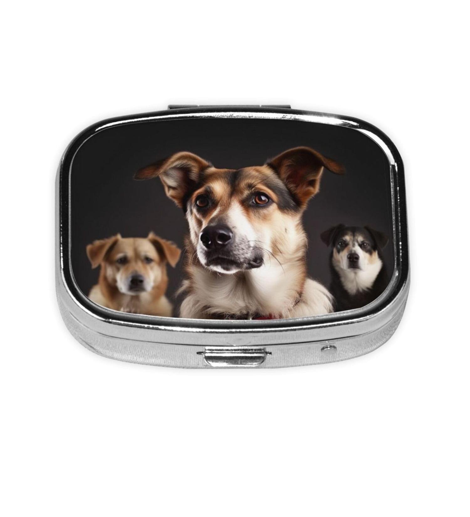 Animal Dog Photo Printing Small Pill Case - 2 Compartment Travel Pill Organizer for Pocket and Purse Gifts - Buy Online on GoSupps.com