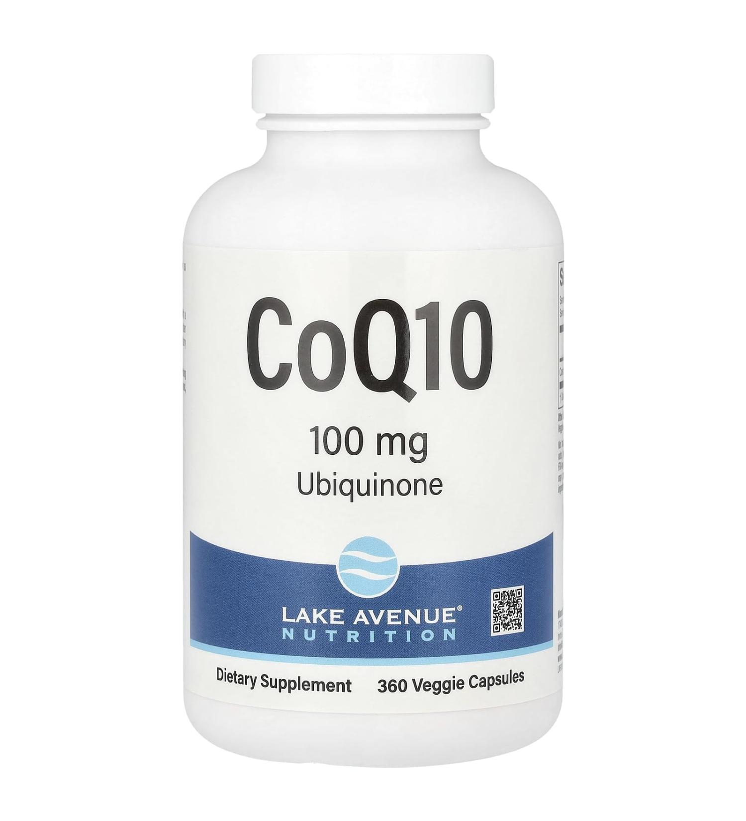 Lake Avenue CoQ10 Ubiquinone Supplement - Gluten Free Non-GMO - 100 mg | 360 Veggie Capsules for Antioxidant Support - International Shipping Available - Buy Online on GoSupps.com