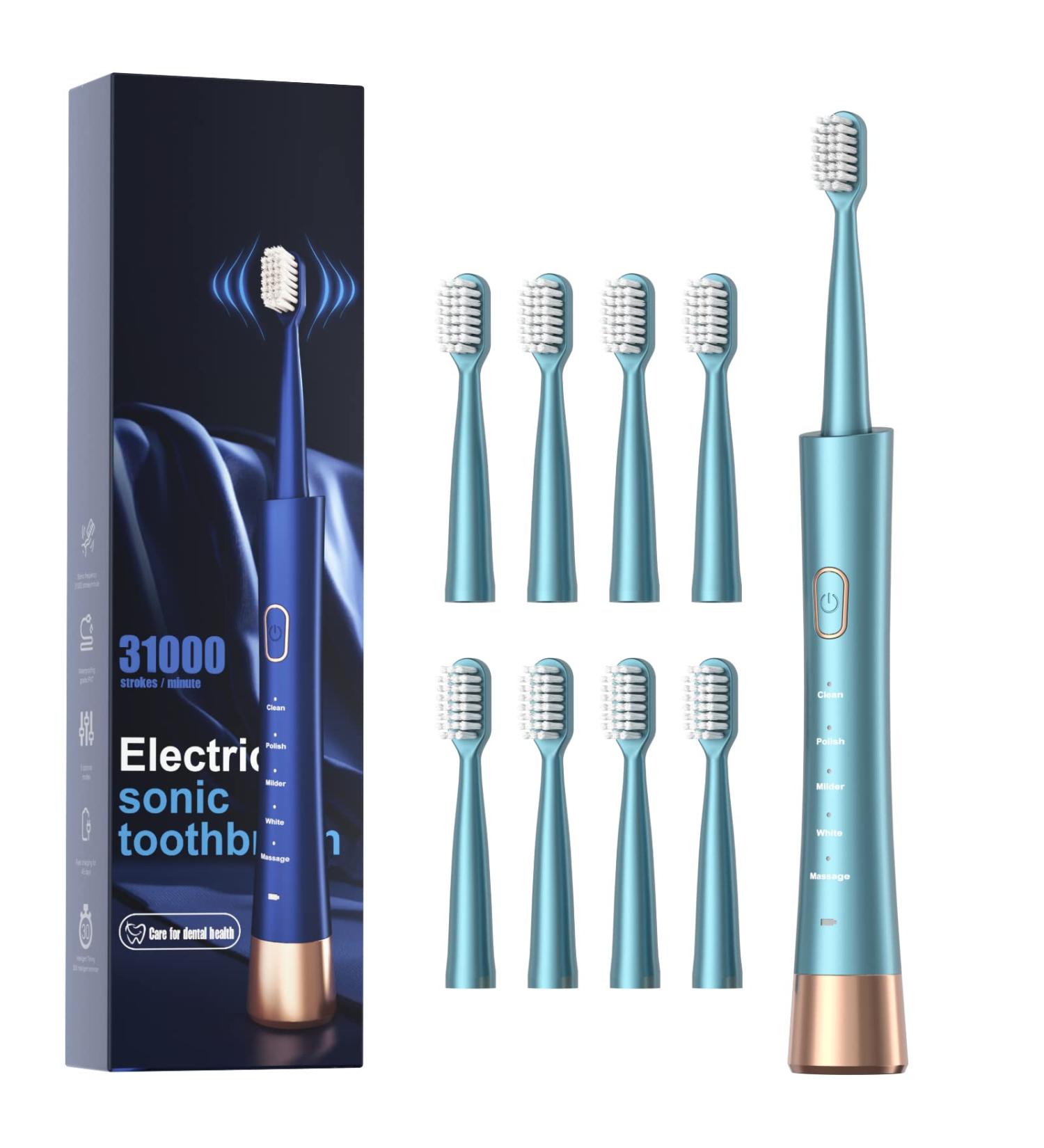 USB Rechargeable Sonic Electric Toothbrush for Adults | 5 Modes | High Vibration Teeth & Gum Care | Soft Dupont Brush Heads - Buy Online on GoSupps.com
