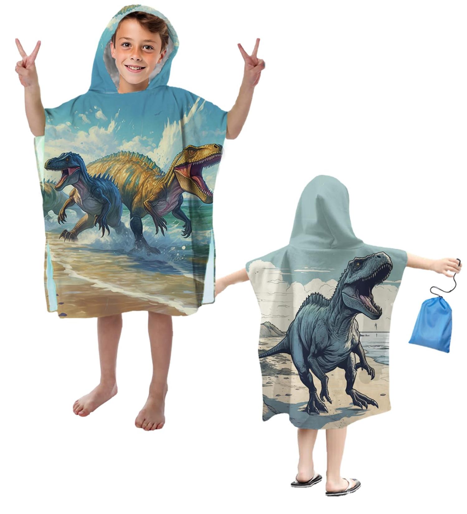 Buy Aiorber Dinosaur Hooded Children's Bath Towel - Microfiber Beach Poncho 76x76cm for Kids & Toddlers Perfect for Boys & Girls - Buy Online on GoSupps.com