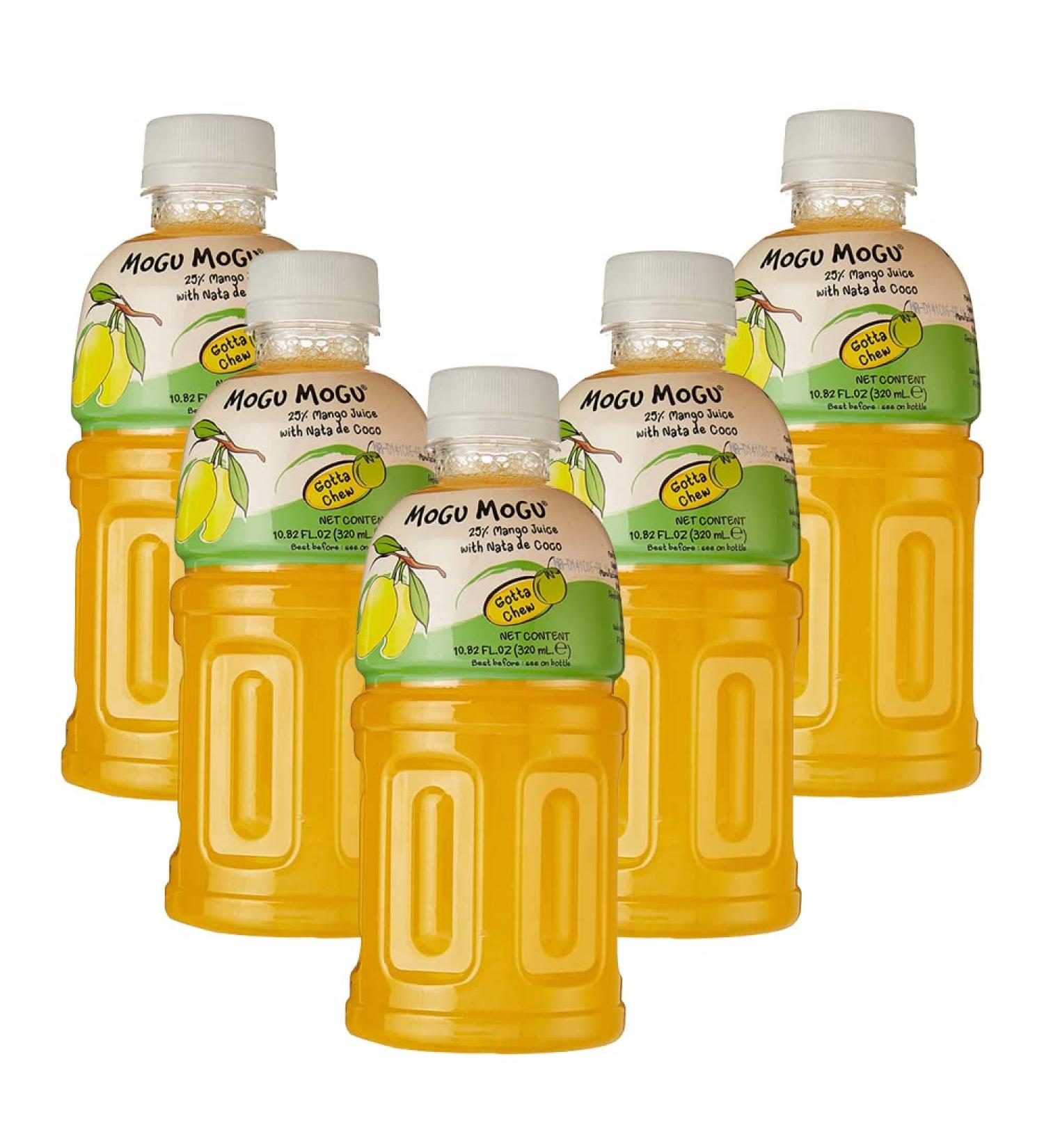 Mogu Mogu Varied Flavored Drinks - Nata De Coco Juice - Jelly Texture - Refreshing Taste - Fun Drinking During Hot Summers Or Take Them on Trip & Picnics (Mango 320ML Pack of 5) Mango 64.00 ml (Pack of 5) - Buy Online on GoSupps.com