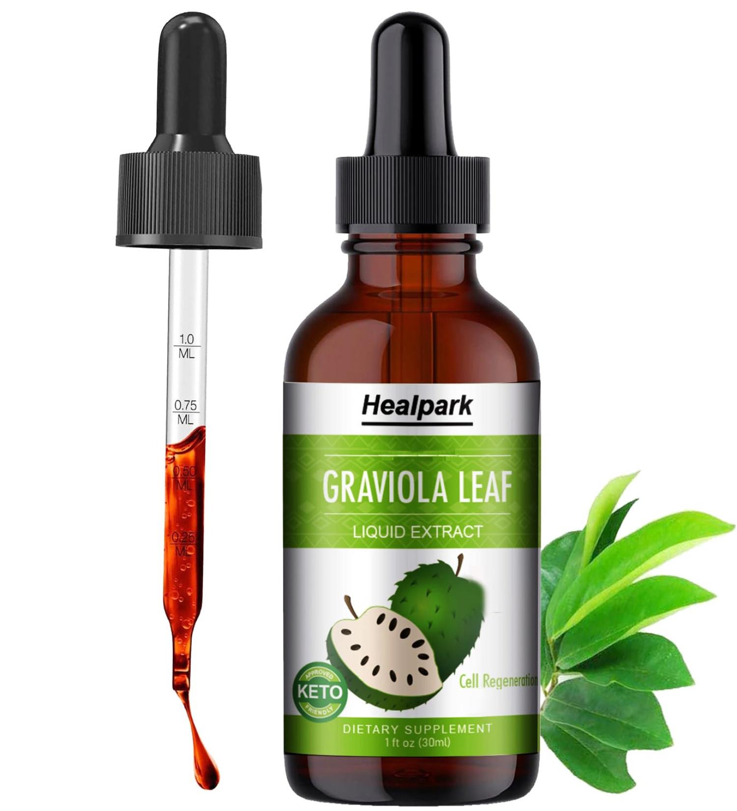 Healpark Soursop Bitters Liquid Graviola Leaf Extract - Natrual Soursop Guanabana Leaves Liquid Soursop Oil 98% Absorption-1 Fl Oz - Buy Online on GoSupps.com