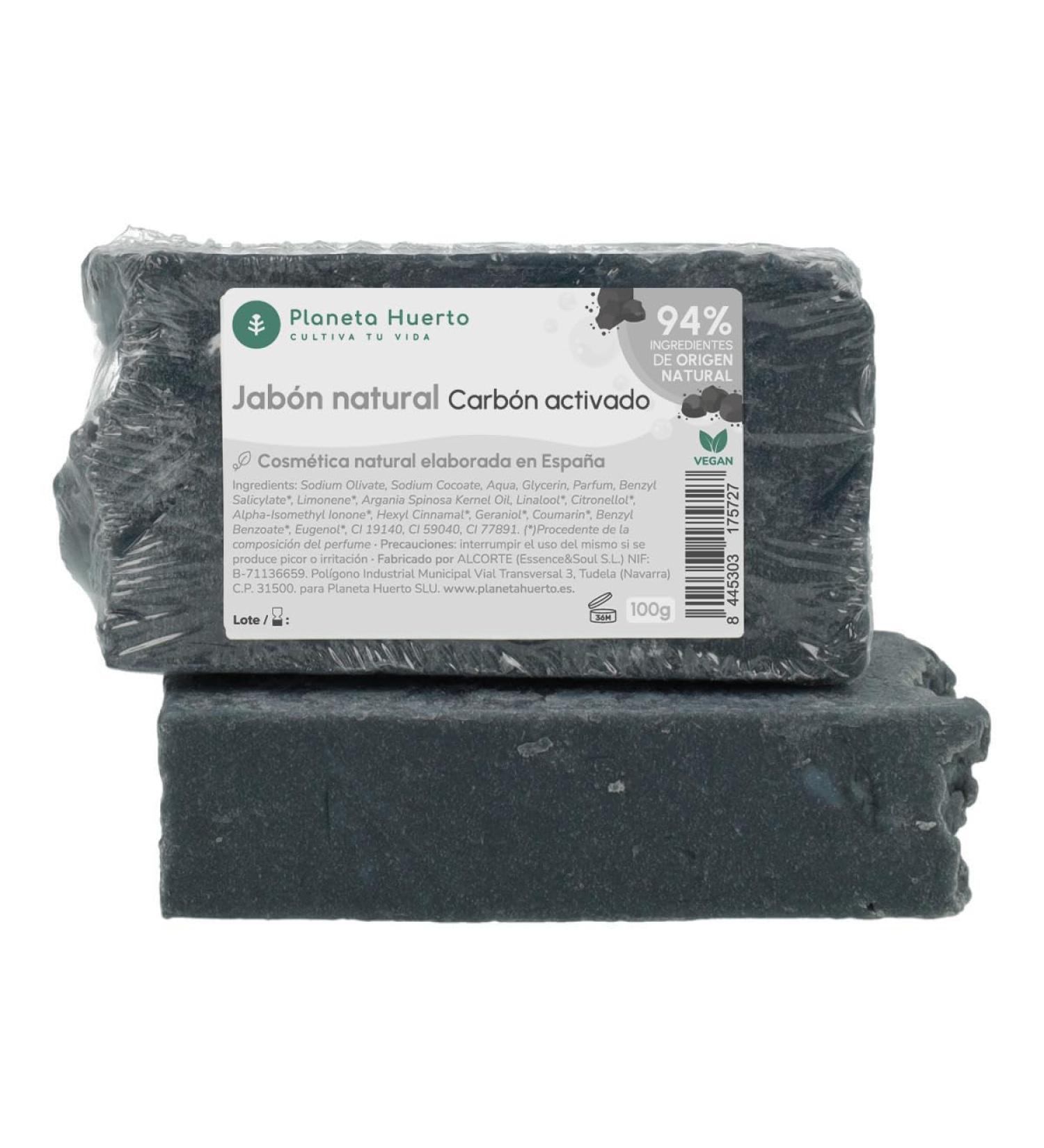  Planeta Huerto Natural soap based on olive oil and activated carbon 100g - Buy Online on GoSupps.com
