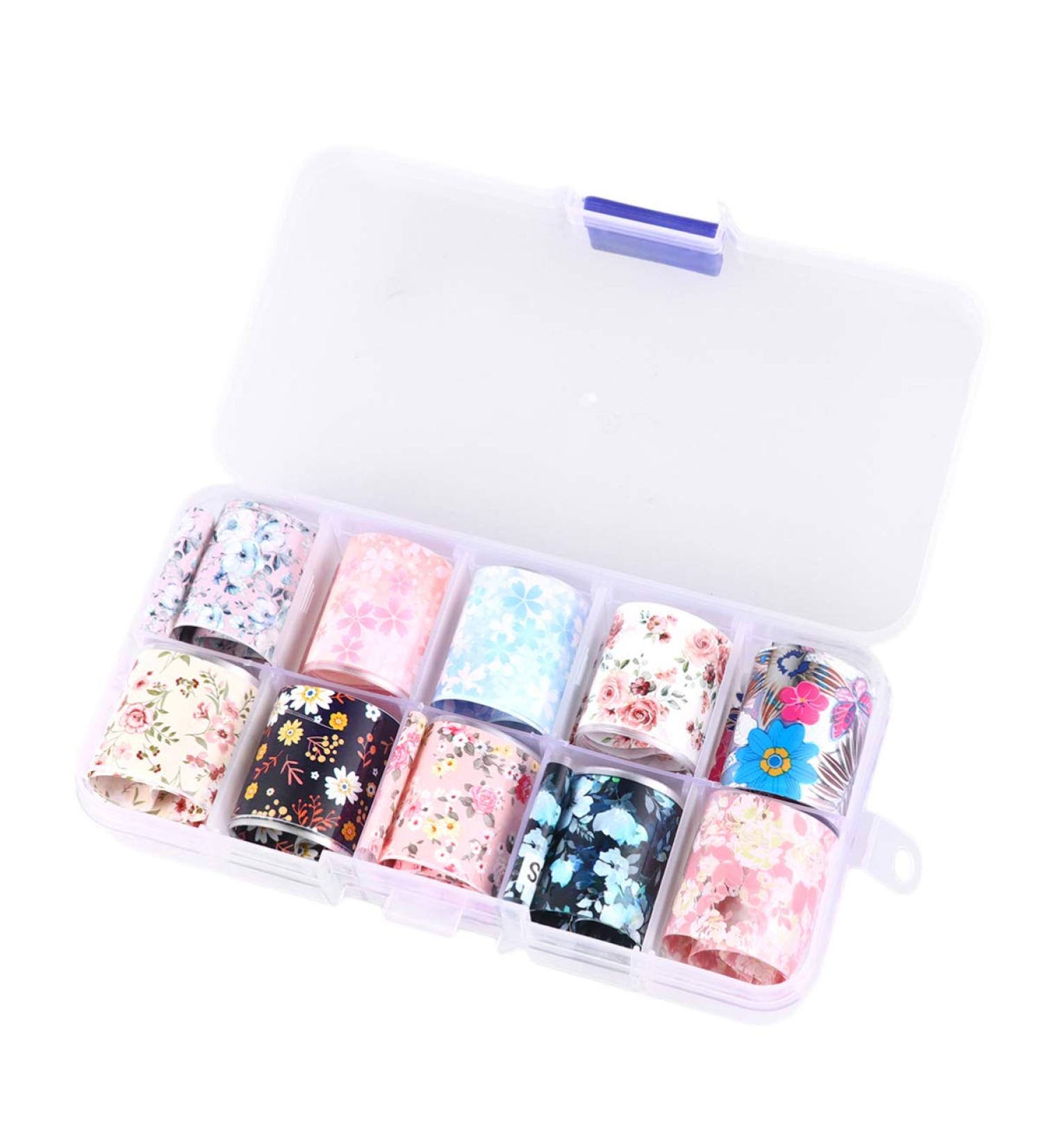 Flower Nail Foil 10 Sheet Vintage Floral Nail Transfers Decal Colorful Manicure Sticker for Wedding Party Holiday (Style F) - Buy Online on GoSupps.com