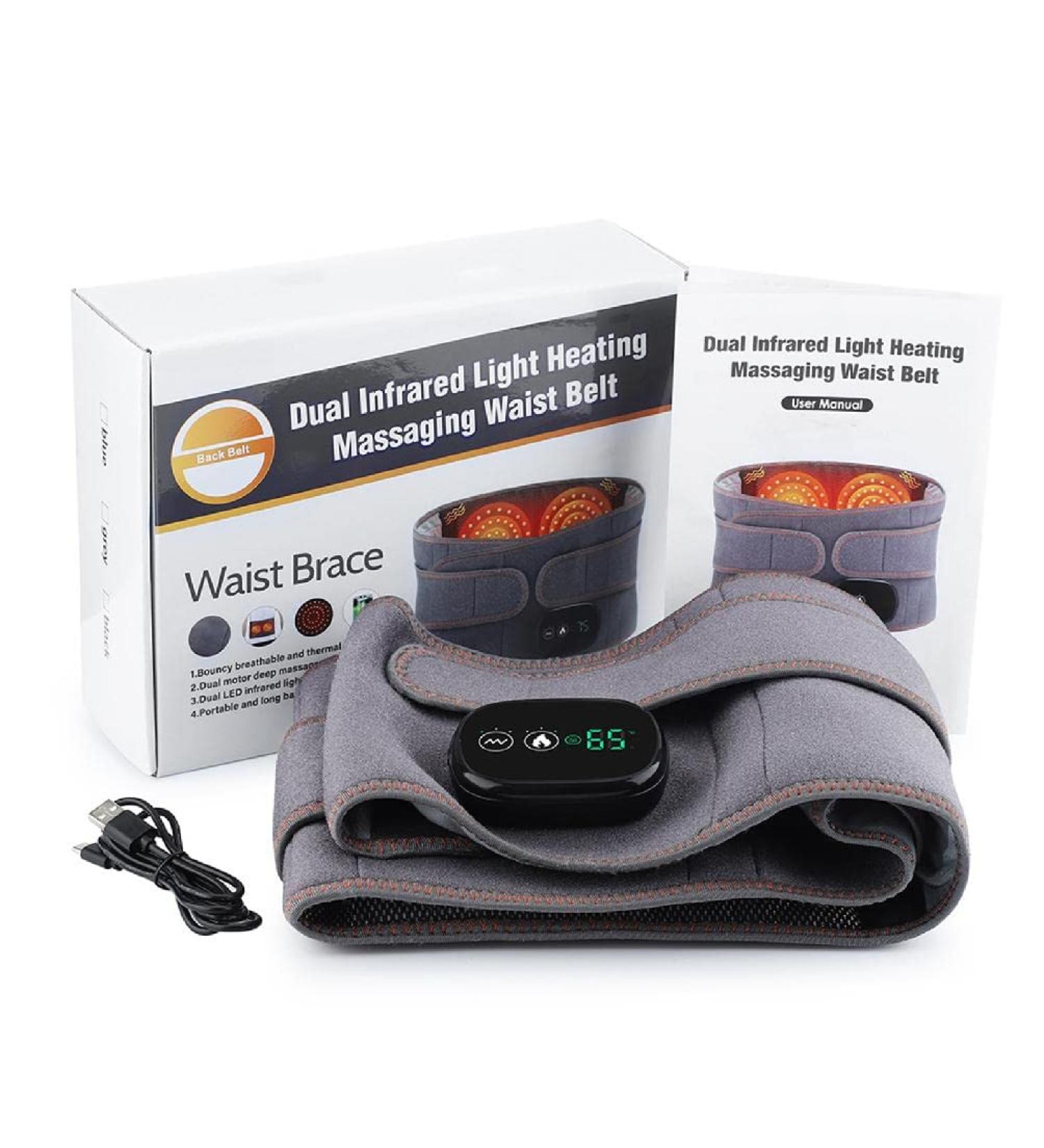 Tebi USB Heated Hip Belt - Infrared Heat Waist Massage Device for Back & Abdominal Pain Relief - Hot Compress & Lumbar Support - Buy Online on GoSupps.com