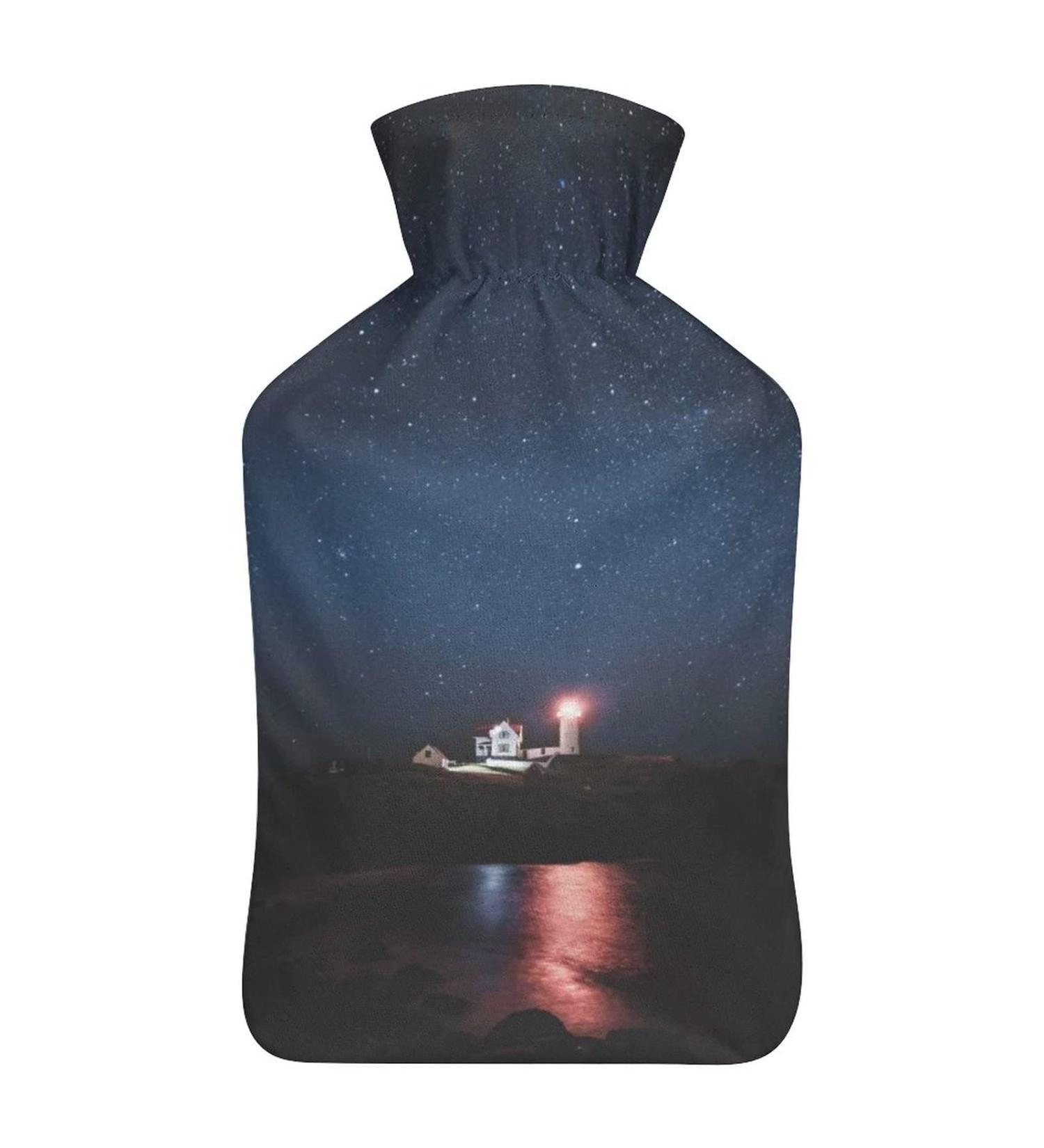 Lighthouse Hot Water Bottle with Plush Cover - 26.5x15.3cm Hand Warmer for Adults & Children - International Shipping Available - Buy Online on GoSupps.com