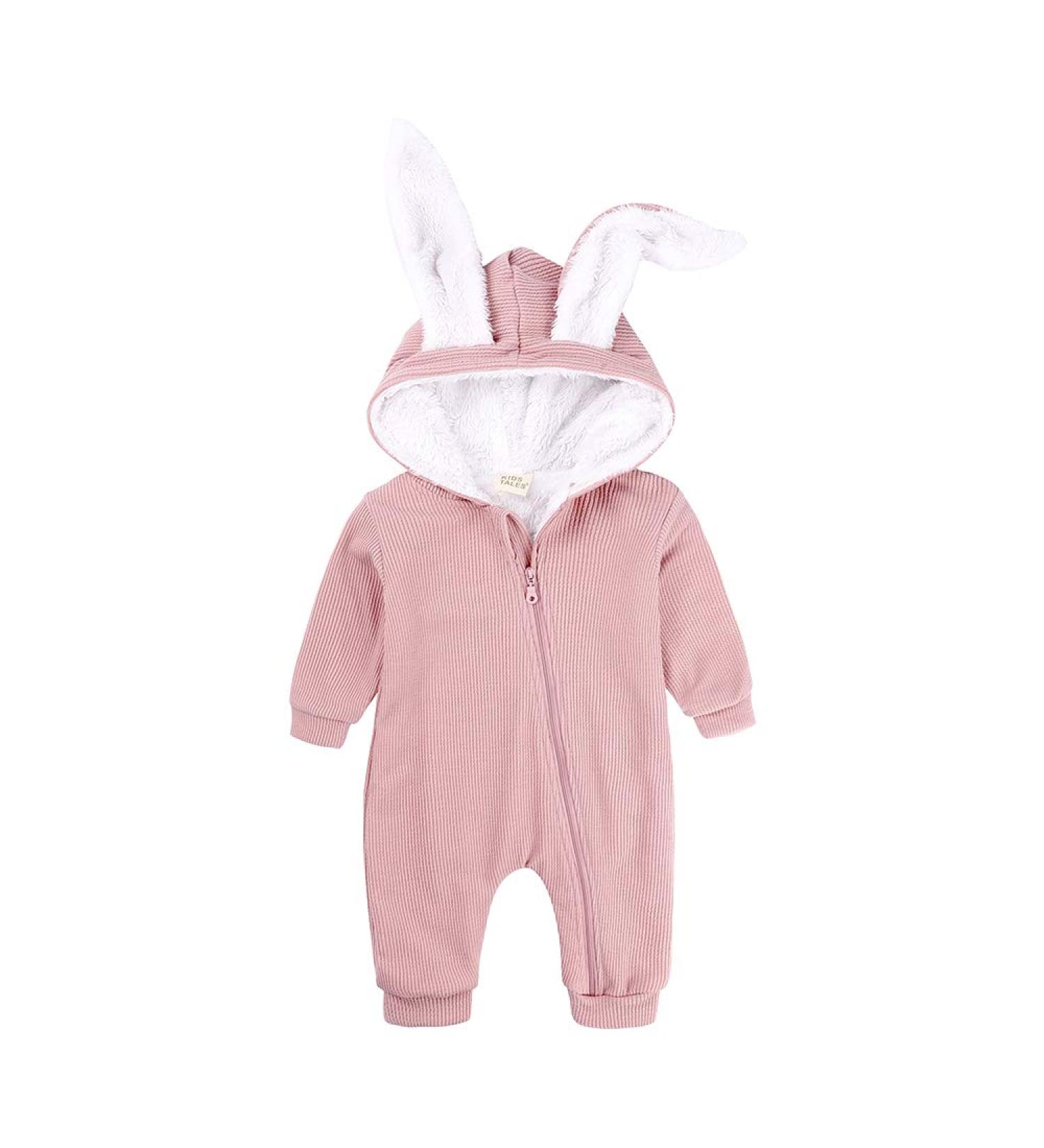 Kids Tales Newborn Baby Winter Warm Rabbit Ear Hooded Zipper Romper 0-3 Months Pink - Buy Online on GoSupps.com