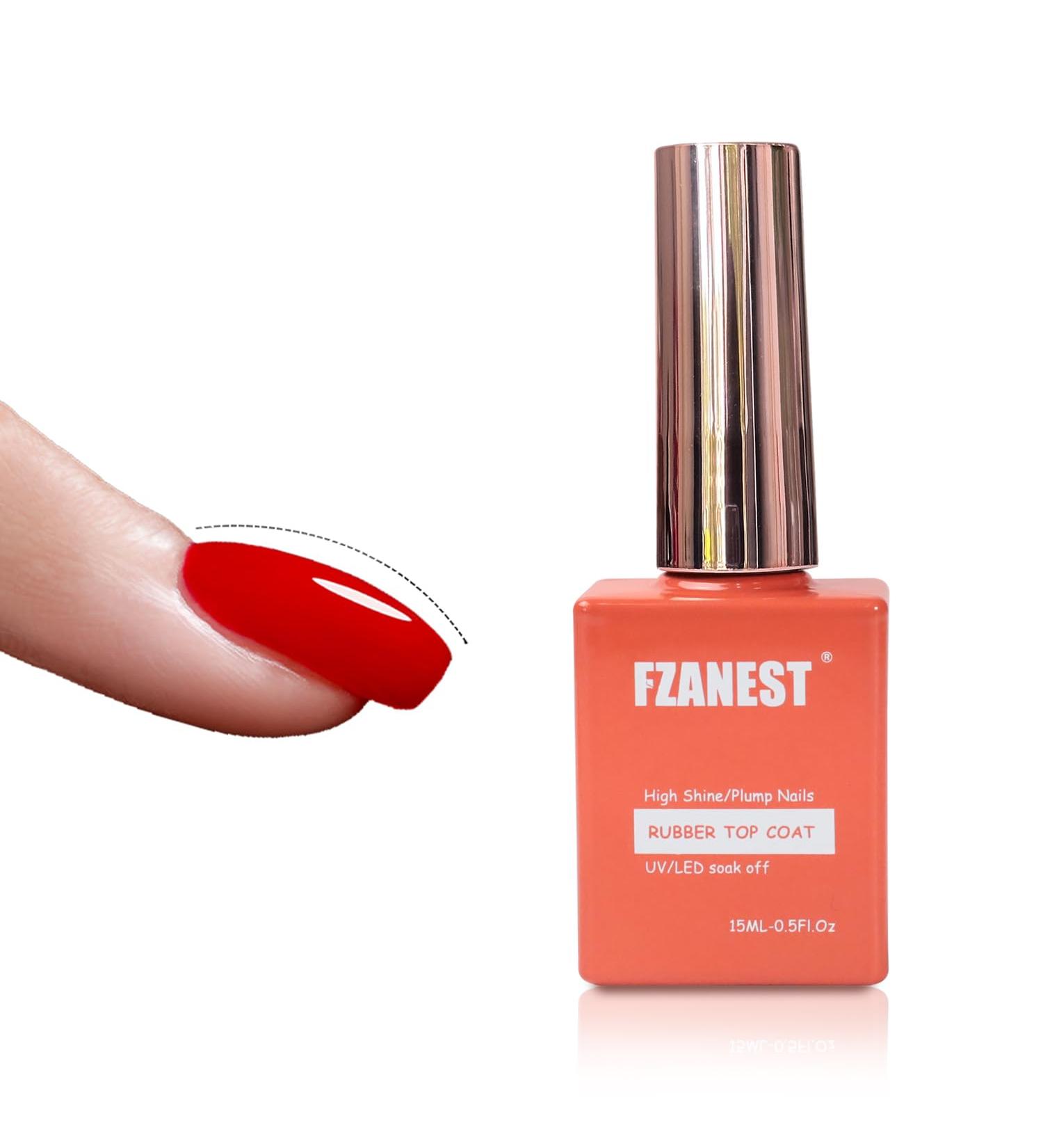 FZANEST Rubber Gel Top Coat 15ML Gel Nail Polish Ultra Shine No Wipe Thick Top Coat Strengthen/Enhanced Plumping Natrual Nail and Nail Tips Soak Off UV LED Gel - Buy Online on GoSupps.com