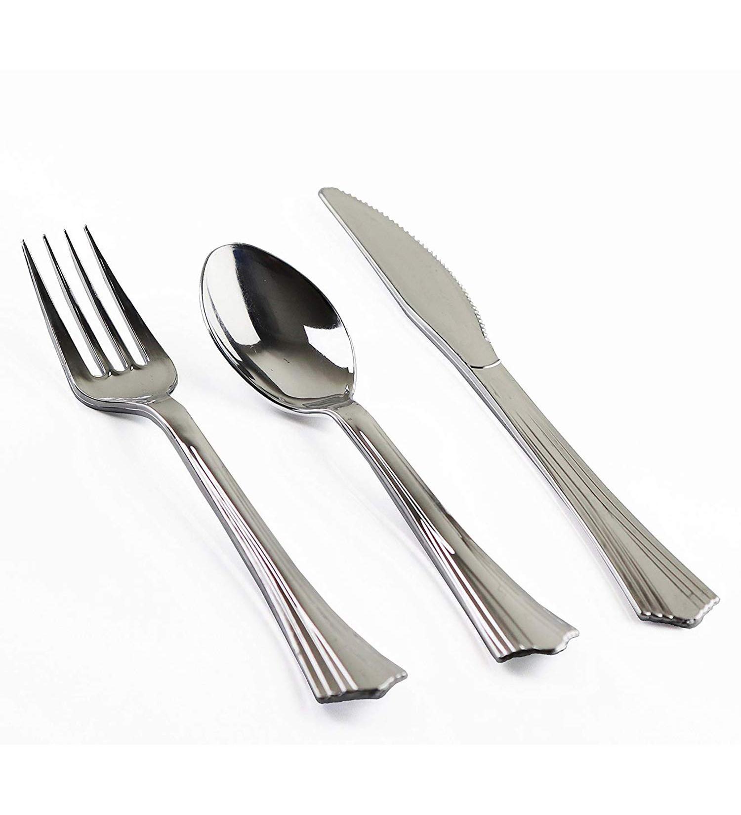 50 Forks 50 Knives 50 Spoons Cutlery Set Bulk Disposable Fancy Plastic Silverware Perfect for Parties - Buy Online on GoSupps.com
