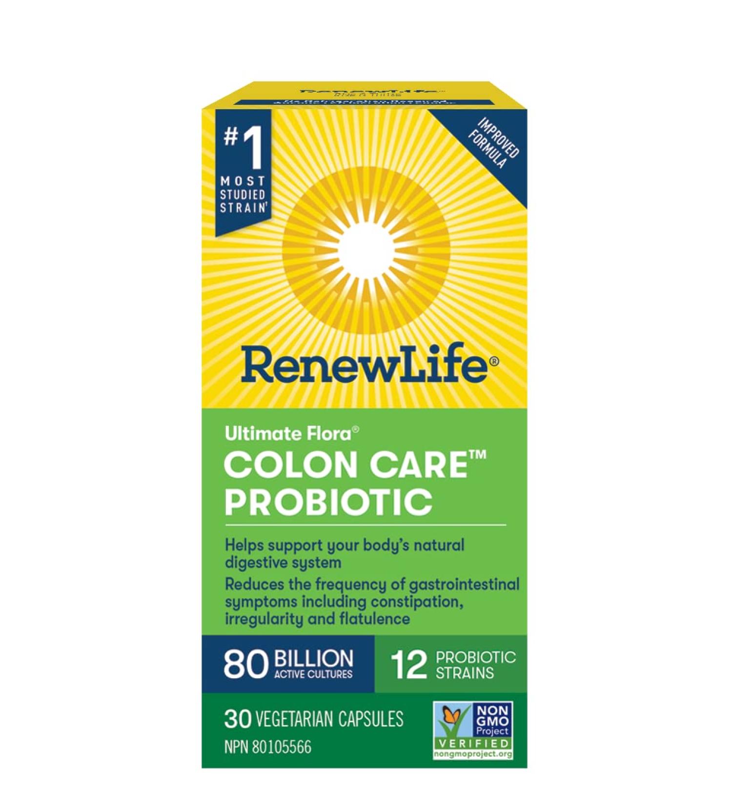 Renew Life Probiotics Ultimate Flora Colon Care Probiotic Reduces frequency of constipation nausea and flatulence 80 Billion Active Cultures 30 Vegetarian Capsules - Buy Online on GoSupps.com