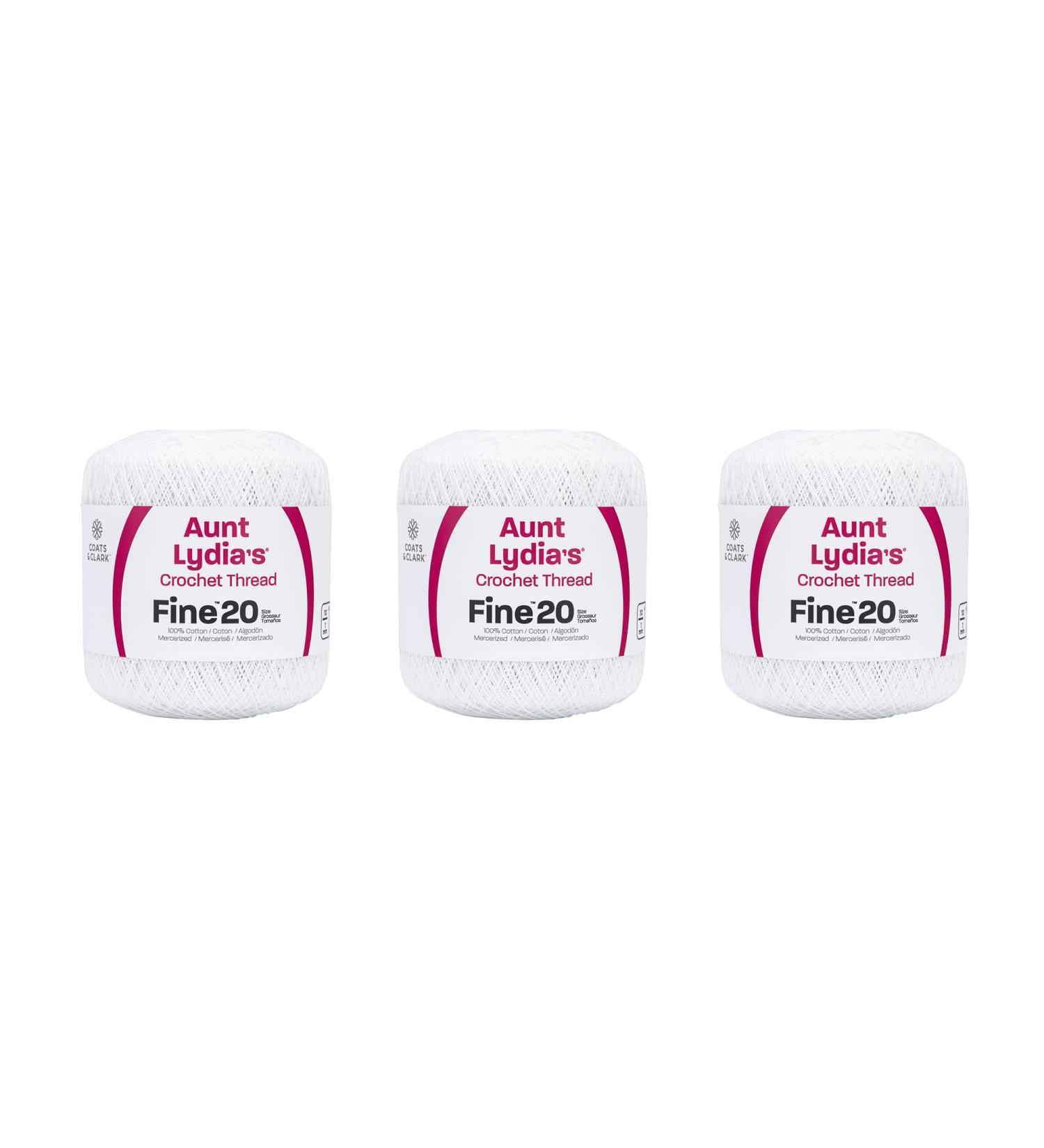 Aunt Lydia Extra Fine Crochet Thread 400y 3 Pack - White Cotton Gauge 20 - Buy Online on GoSupps.com