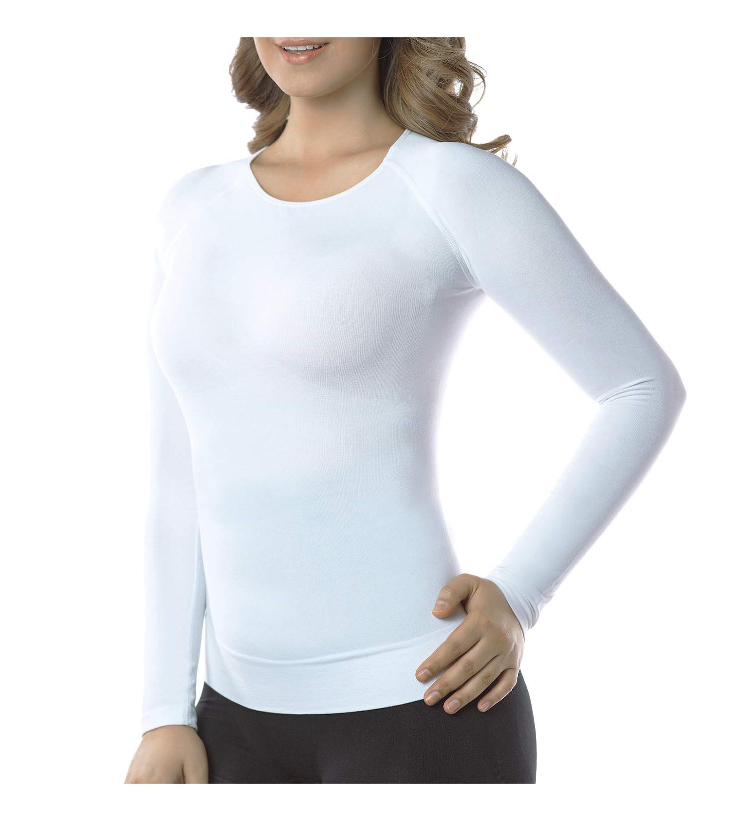 +MD Bamboo Women's Slimming Thermal Undershirt - White | Large | Tummy, Waist, and Bust Shaping | Long Sleeve Round Neck - Buy Online on GoSupps.com