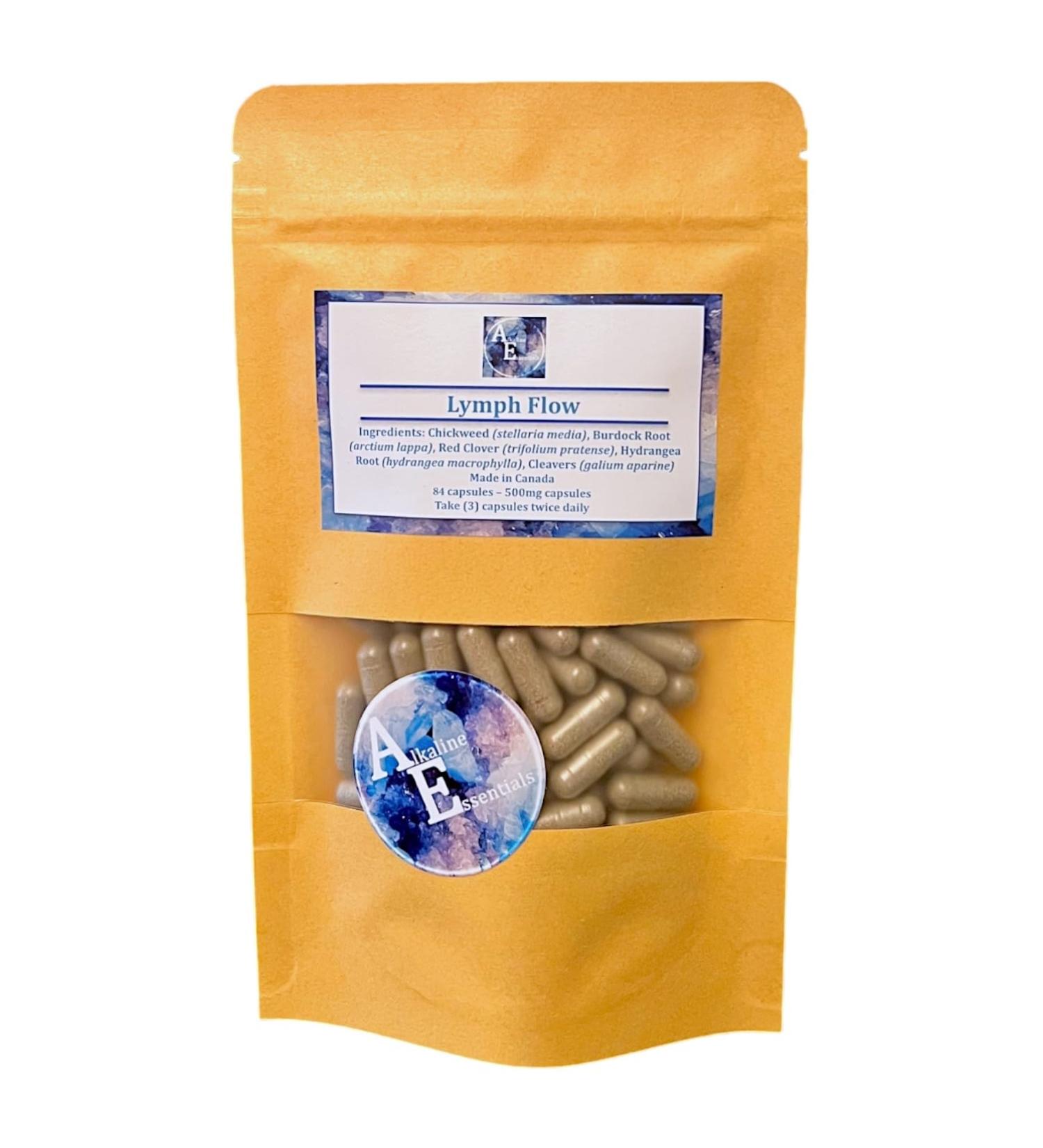Lymph Flow Capsules/Burdock Root Hydrangea Root Chickweed Cleavers Red Clover/Alkaline Esssentials
