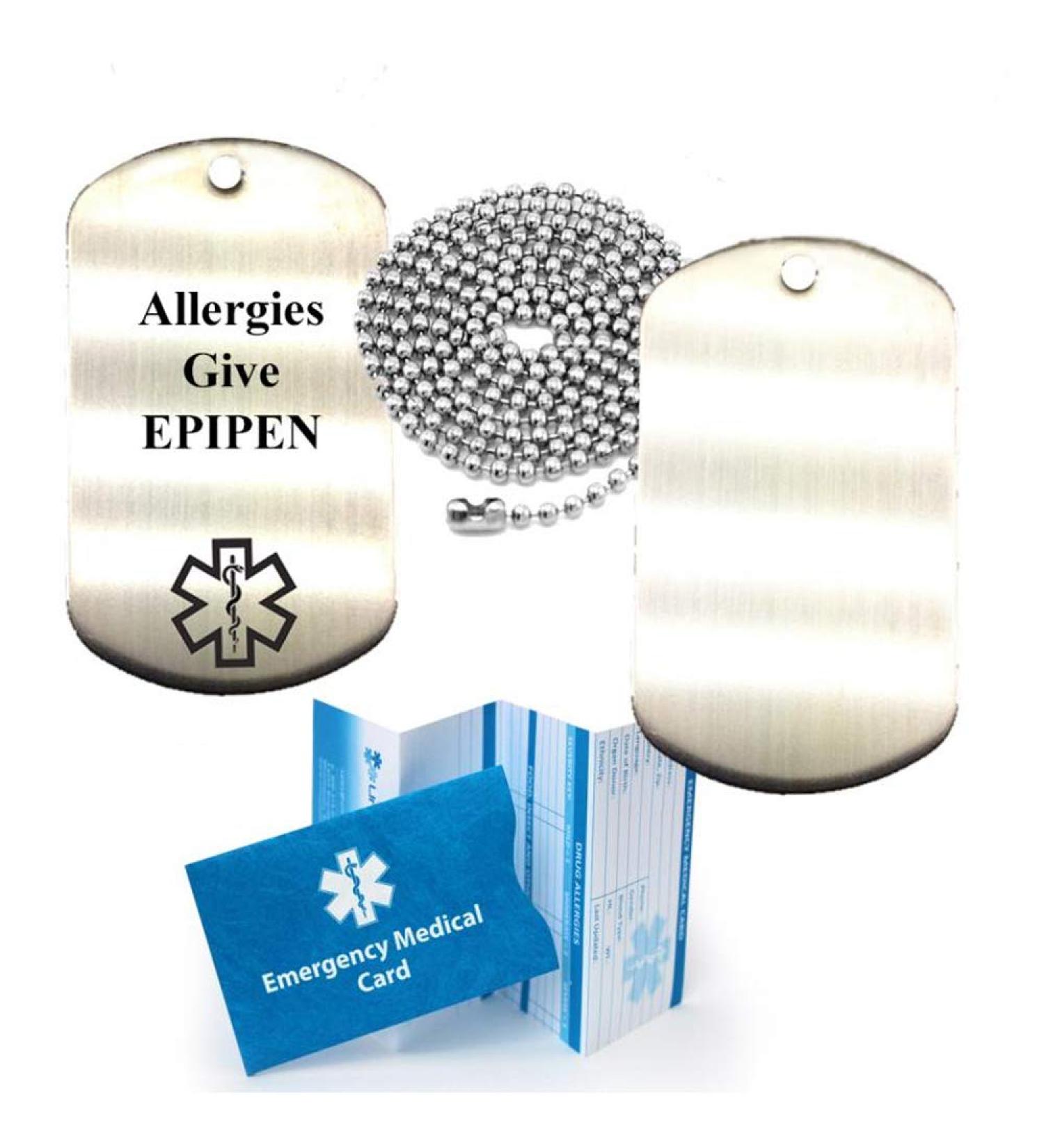 Allergies EPIPEN Stainless Steel Medical Alert ID Dog Tag Pendant - Durable Stylish & Essential for Safety - Buy Online on GoSupps.com