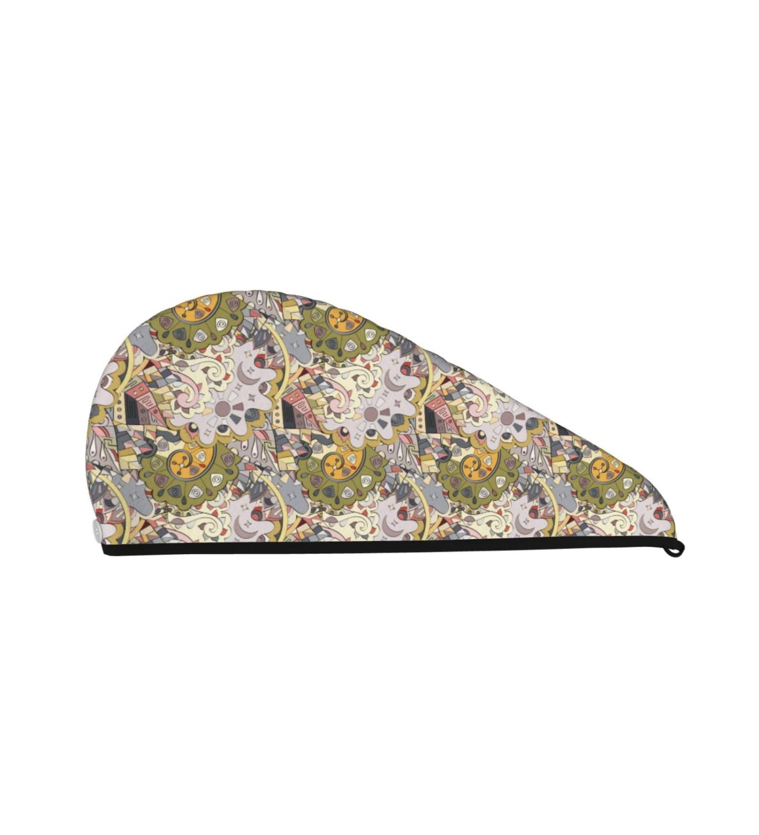 Ethnic Colorful Doodle Microfiber Hair Towel | Soft & Super Absorbent Quick Dry Wrap for Long Curly Thick Hair - Perfect for Women - Buy Online on GoSupps.com