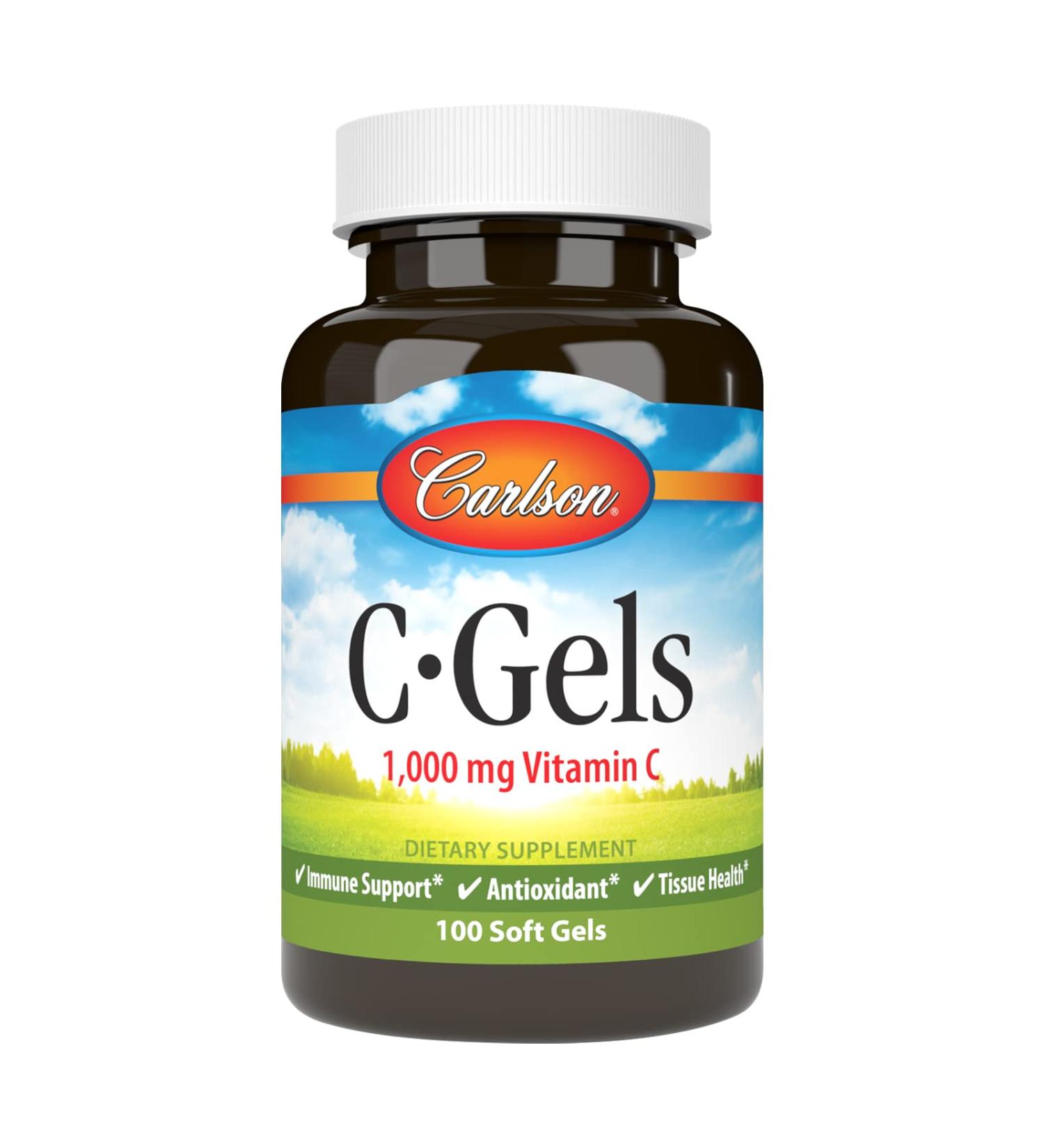 Carlson - C-Gels 1000mg Vitamin C Softgels Immune Support & Heart Health Vitamin C Softgels Antioxidant Vitamin C Supplement 100 Softgels 100 Count (Pack of 1) - Buy Online on GoSupps.com