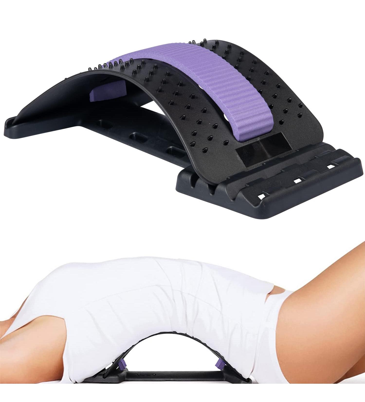 Back Massager Stretcher Waist Lumbar Support Pain Relief Tool - Purple - Buy Online on GoSupps.com