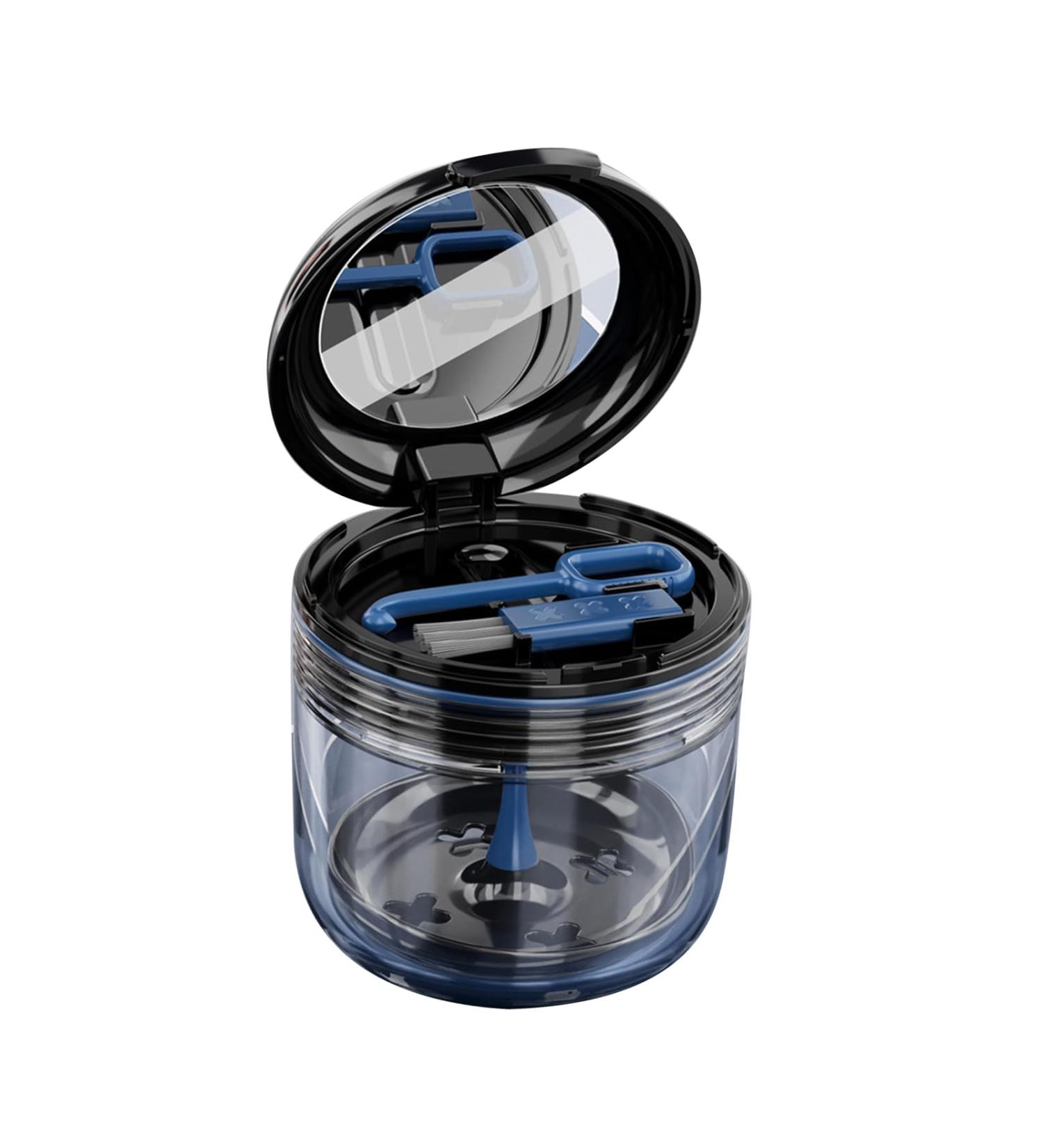Sureh Retainer Case - Portable Prosthesis Bath Box with Brush & Mirror for Dentures Bridges & Braces (Black) | International Shipping - Buy Online on GoSupps.com