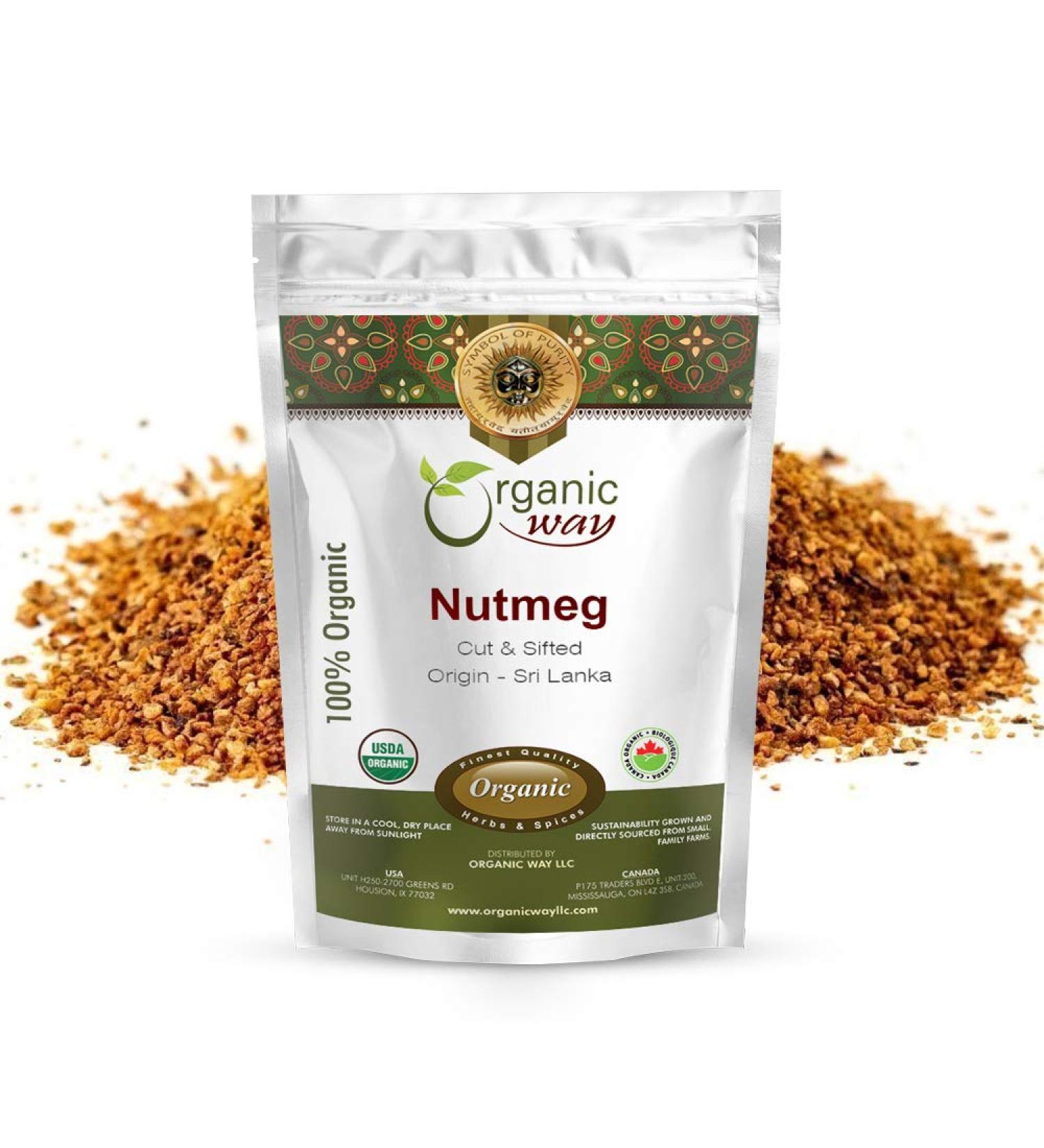 Organic Way Ground Nutmeg Cut & Sifted (Myristica fragrans) - Digestive Support | Organic, Kosher, Non-GMO | Gluten-Free | USDA Certified | Sri Lankan Origin (1/4 lb) - Buy Online on GoSupps.com