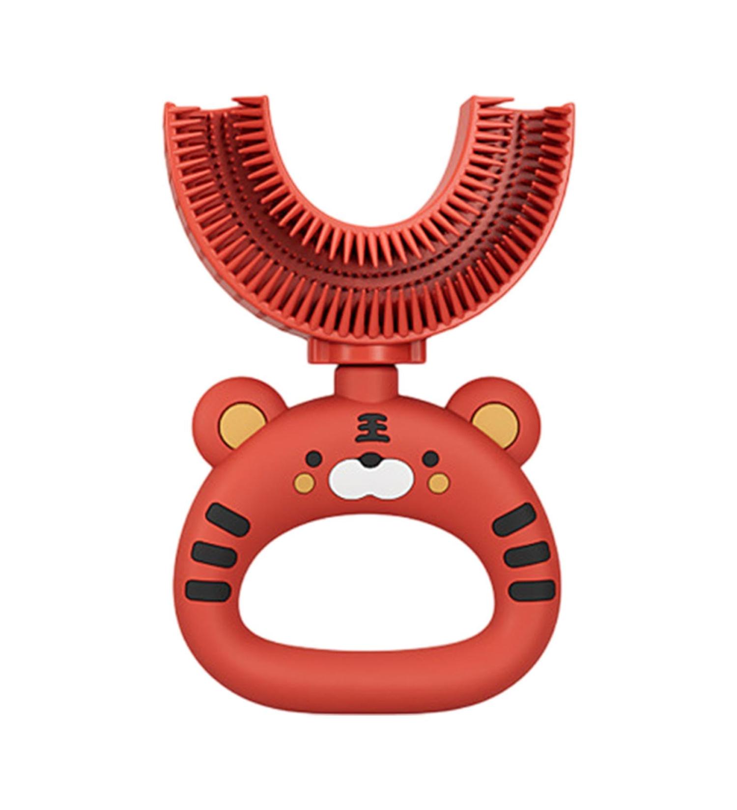 PzuryHG U-Shaped Toothbrush for Kids | Soft Silicone Brush Head 360-Degree Training Extra Soft & Funny Design 1 Pack - Buy Online on GoSupps.com