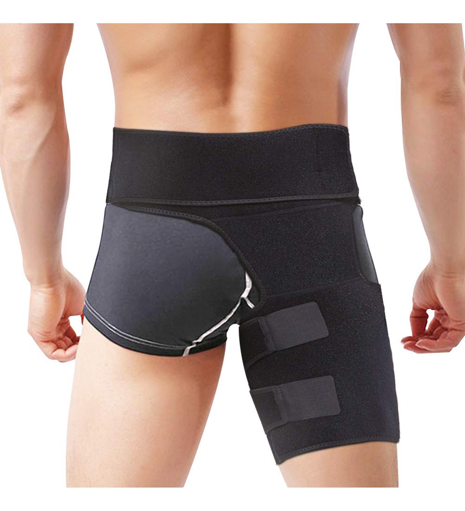 Hip Brace Groin Support - Sciatica Relief Wrap Thigh Compression Sleeve for Injury Rehab - Men & Women - Buy Online on GoSupps.com