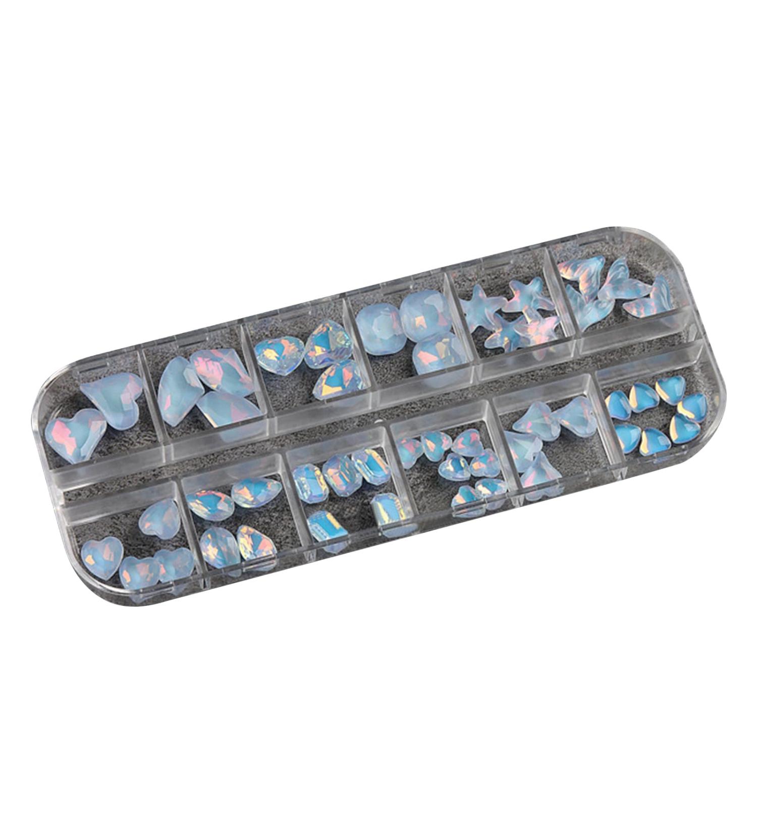 FEIlei 12 Grids Nail Art Crystal Nail Art Stones Rhinestone Manicure Nail Charms - Buy Online on GoSupps.com