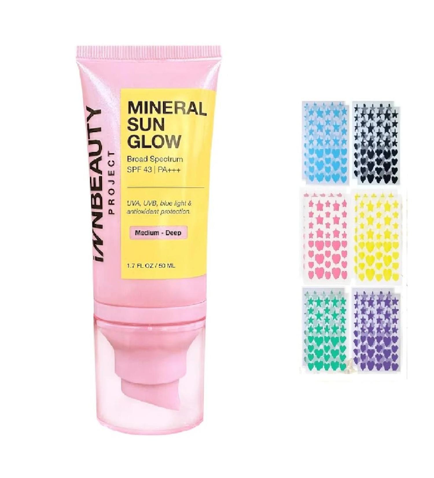 iNNBEAUTY PROJECT Mineral Sun Glow Broad Spectrum SPF 43 PA +++ with and Vitamin C 1.7 oz / 50 ml (Medium-Deep) + Bonus Acne Patch (36 Pieces) - Buy Online on GoSupps.com