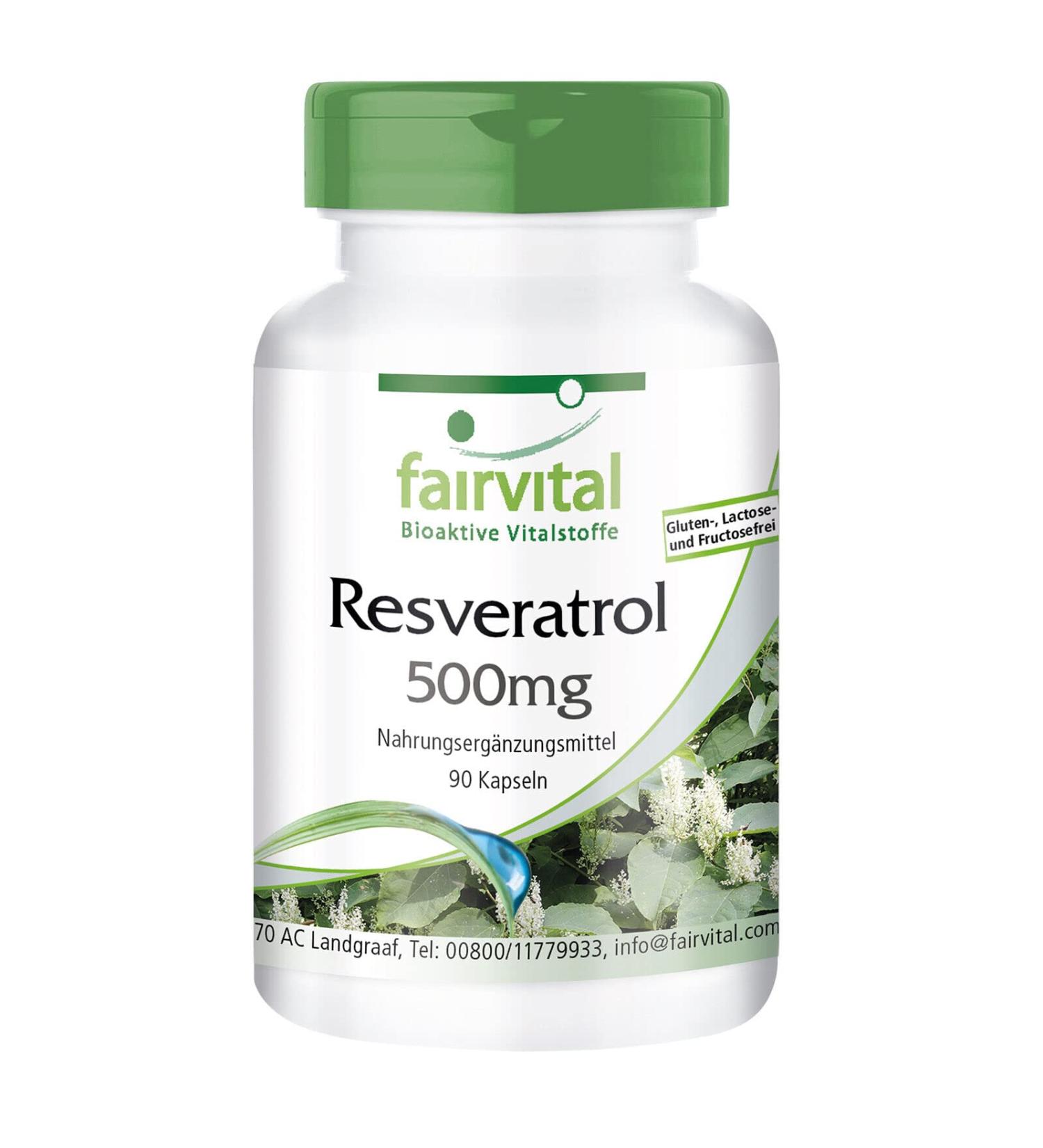 Fairvital Resveratrol Capsules - 500mg Trans-Resveratrol - High Dose Vegan Supplement - 90 Capsules - International Shipping Available - Buy Online on GoSupps.com