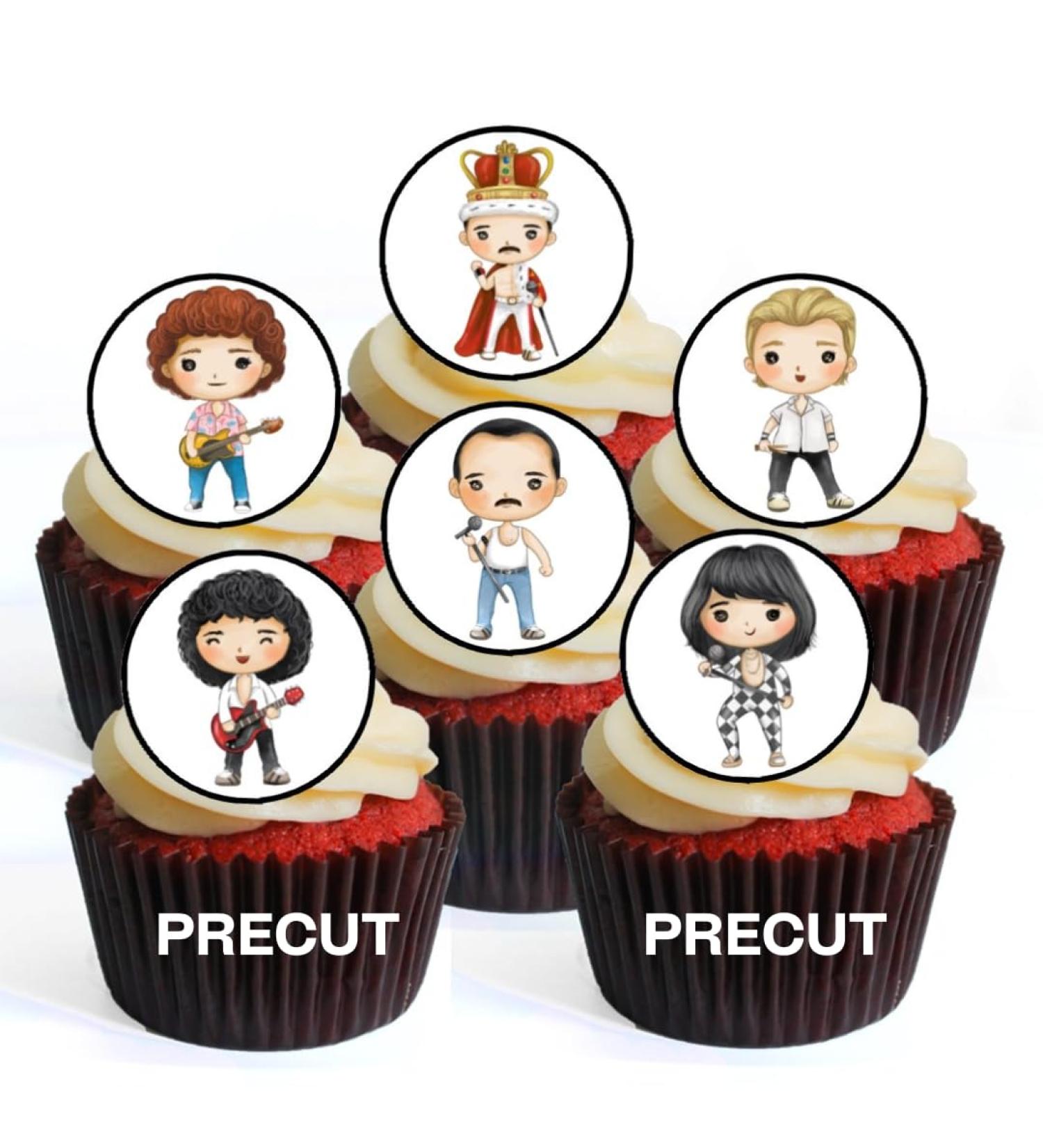 PRECUT Queen Edible Cupcake Toppers - Freddie Theme Premium Thickness SWEETENED VANILLA - wafer card disc cake decorations (Pack of 24) - Buy Online on GoSupps.com