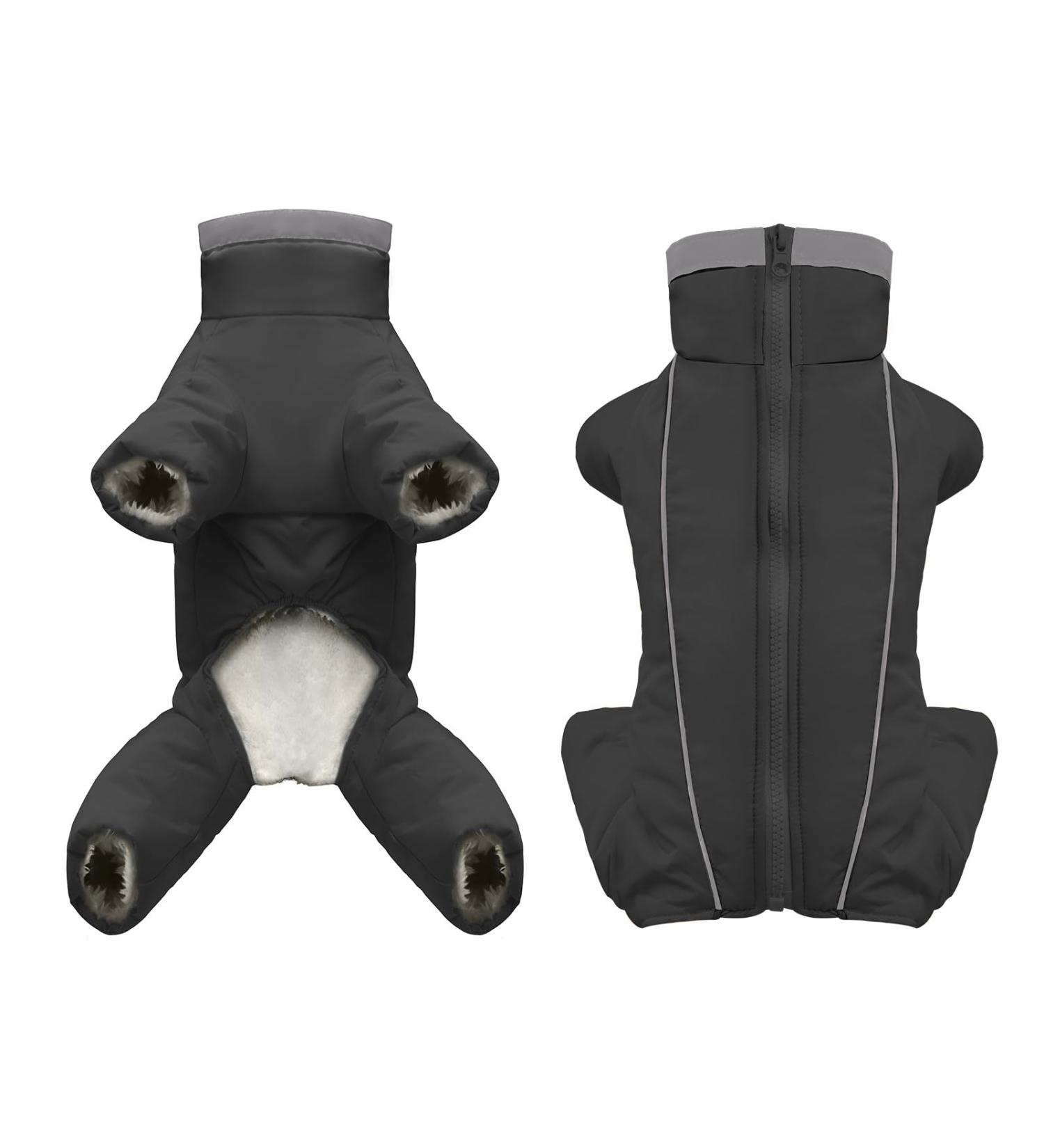 Waterproof Fleece Lined Dog Jacket - Warm Winter Coat for Small Dogs | Stylish Black Dog Clothing for Autumn & Winter - Buy Online on GoSupps.com