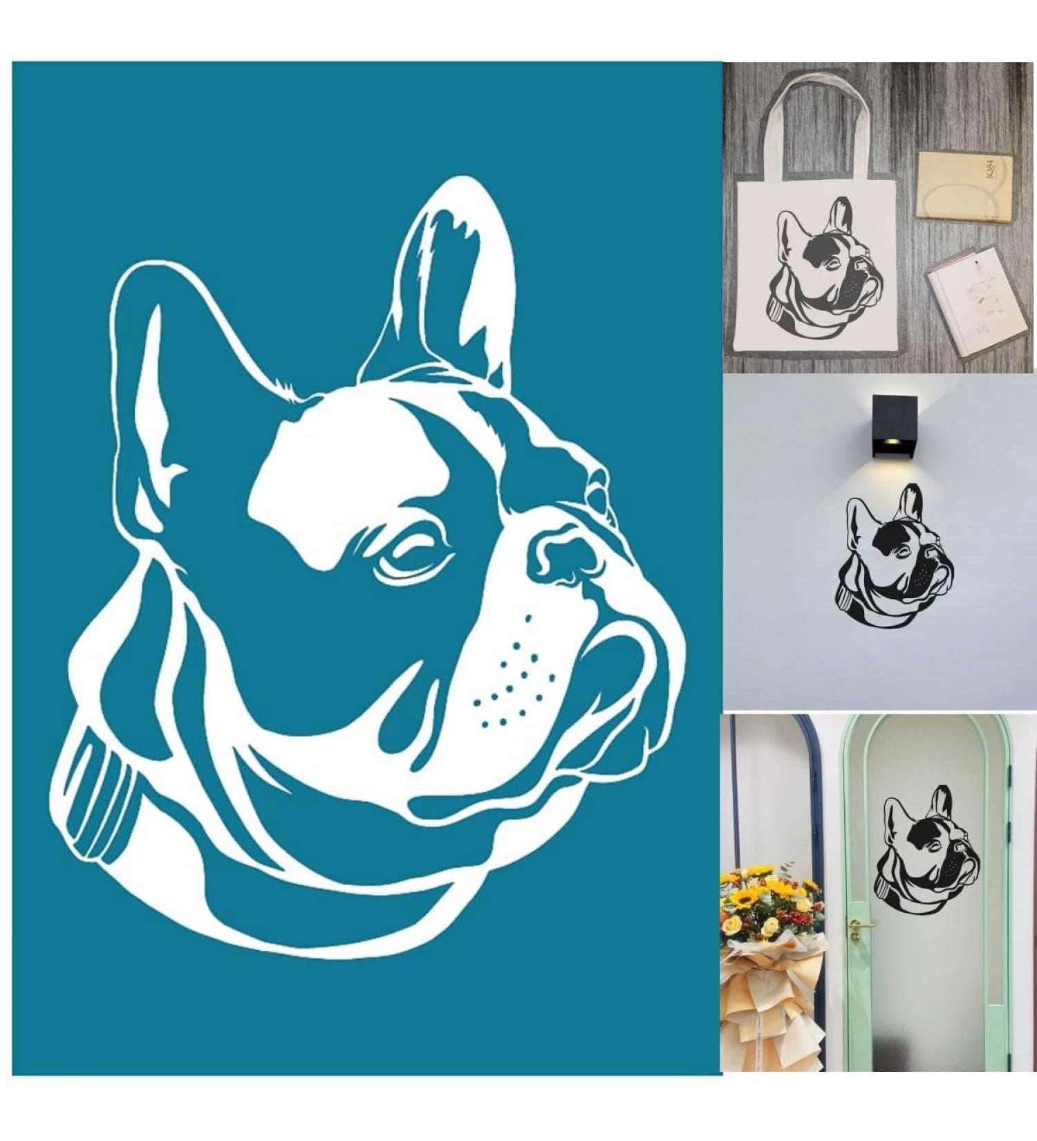 Reusable Self-Adhesive Silk Screen Stencil - French Bull Dog Design - 8.5 x 11 - Ideal for Wood, Fabric, Paper - Dog Pet Fur Family Printing - Buy Online on GoSupps.com