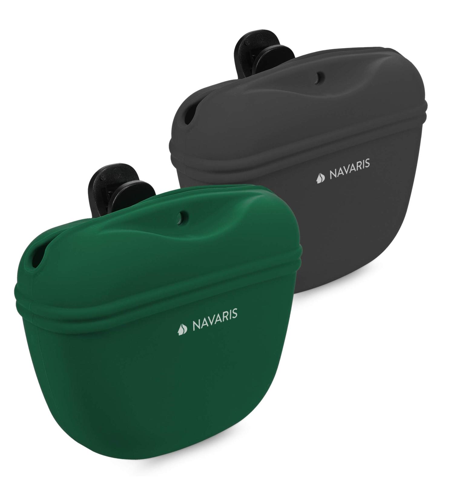 Navaris Silicone Dog Snack Bags Set - 2x Reusable Lining Bags with Clip & Magnet for Dry & Wet Food - Gray & Green - Buy Online on GoSupps.com