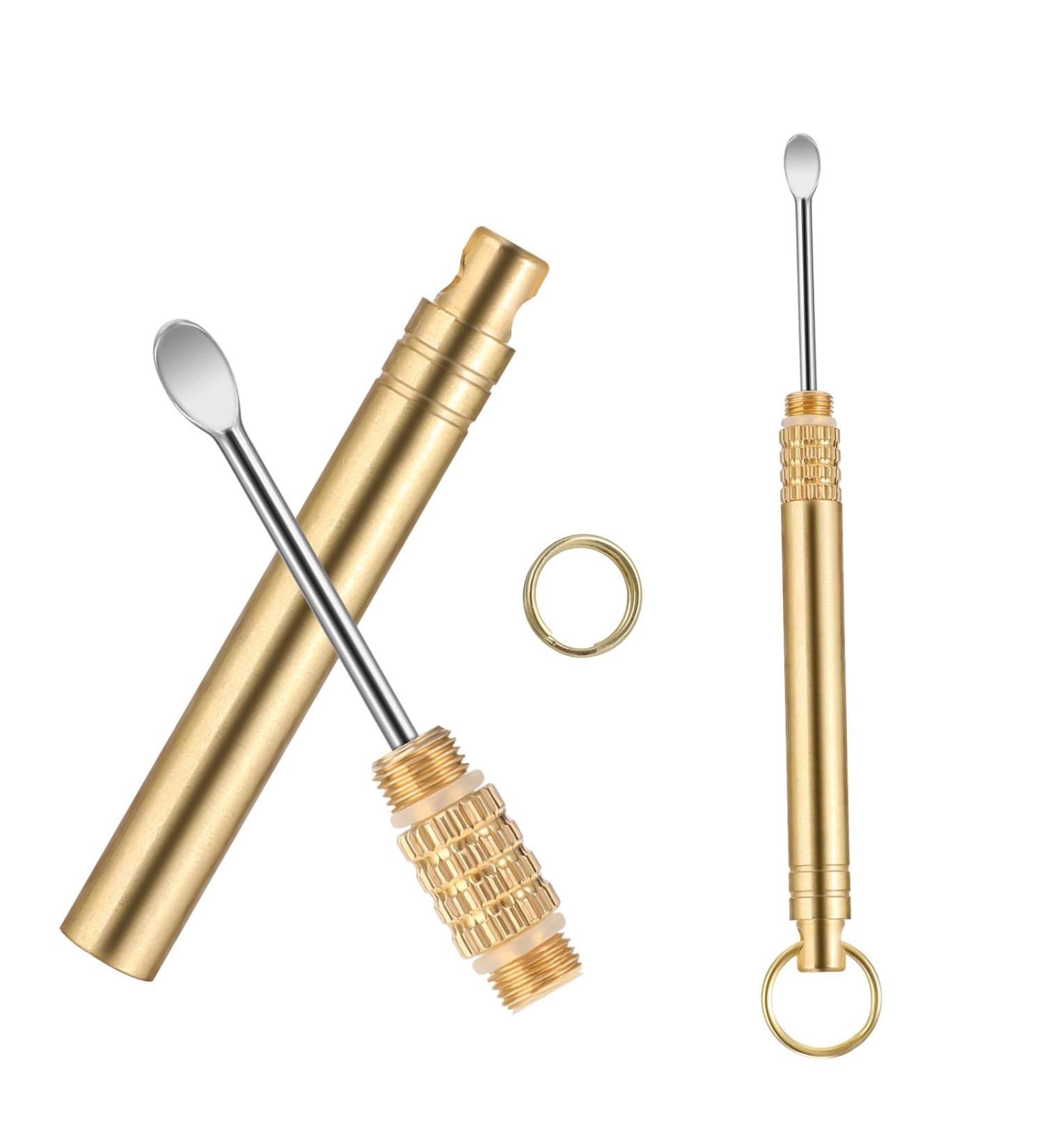 2 PCS Ear Wax Removal Tool Brass Ear Scoop Folding Type Copper Ear-Pick Cleaner Portable Ear Wax Removal Tools Spiral Ear Clean Tool Attached A Key Ring Mini Tool Supplies Gold - Buy Online on GoSupps.com