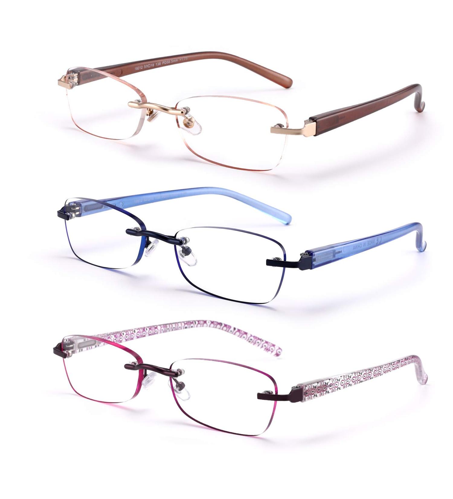 Buy Feivsn 3 Pack Borderless Reading Glasses for Women | UV400 Light Spring Hinge Readers | Elegant Artistic Style | Best-Selling 2.25x Set - Buy Online on GoSupps.com