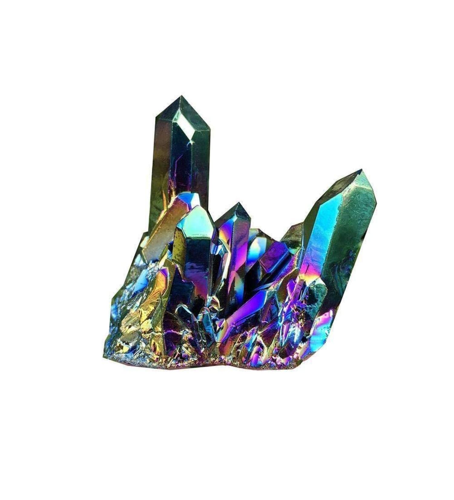 Natural Quartz Crystal Rainbow Titanium Cluster Point Rare Reiki Stone Craft Specimen Decoration Mineral for Healing - Buy Online on GoSupps.com