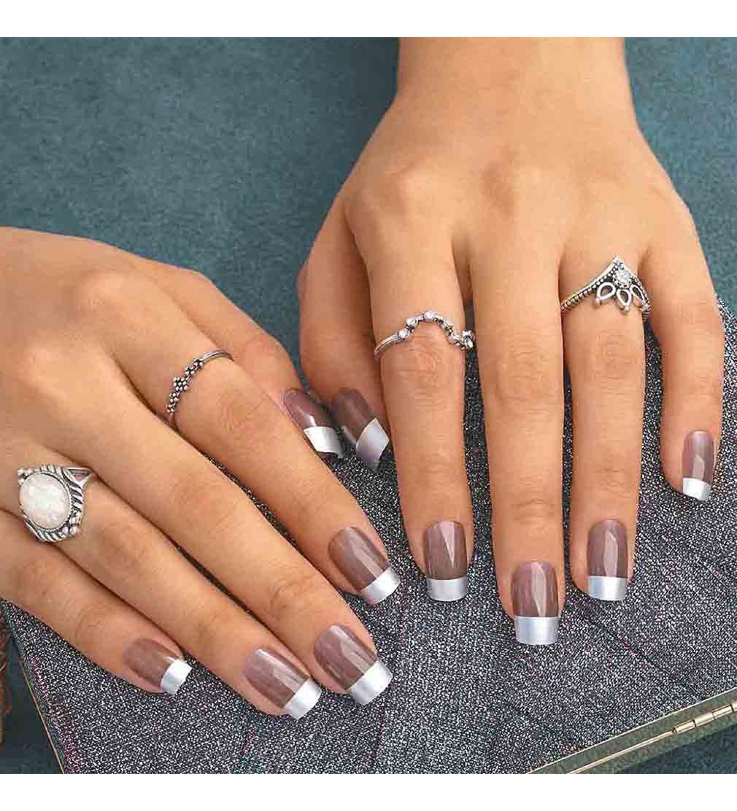 Bohend French Coffin False Fingernails - Glossy Ballerina Acrylic Nail Tips | 24 Stick-On Nails for Women & Girls - Buy Online on GoSupps.com