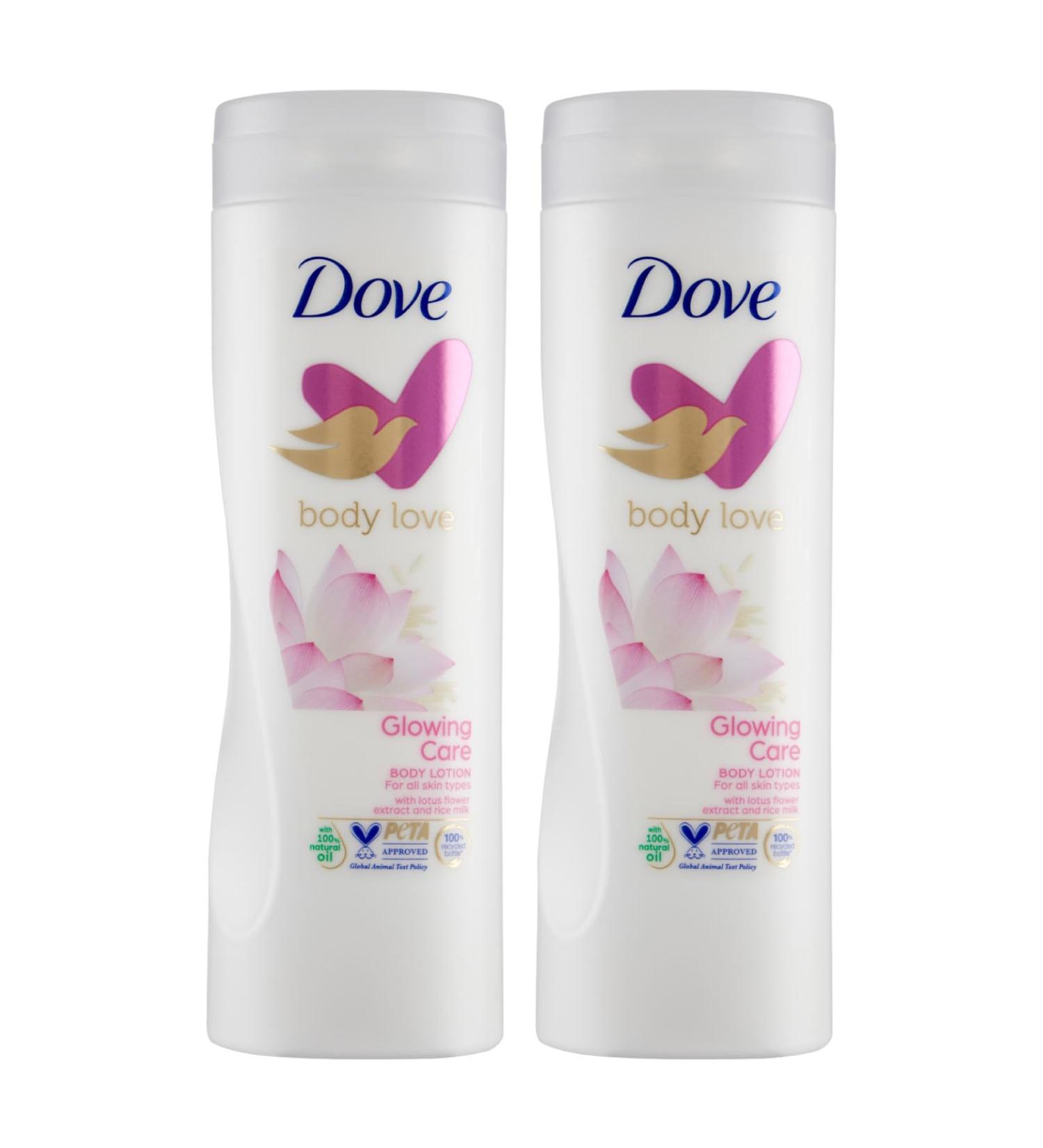 Dove Dove Body Love Glowing Care Moisturizing and Nourishing Body Cream for all skin types with rice milk and floral fragrance - 2 x 400ml bottles