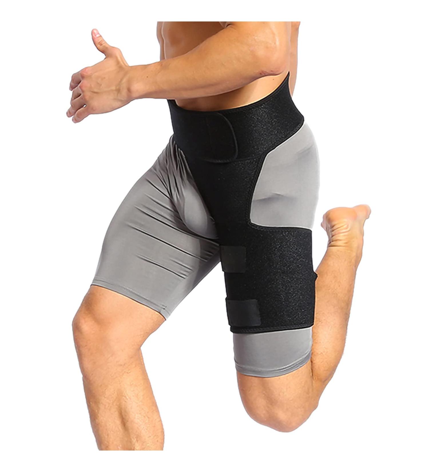 Shop Groin Support Compression Brace - Adjustable Hip & Thigh Support for Sciatica Relief | Black - Buy Online on GoSupps.com