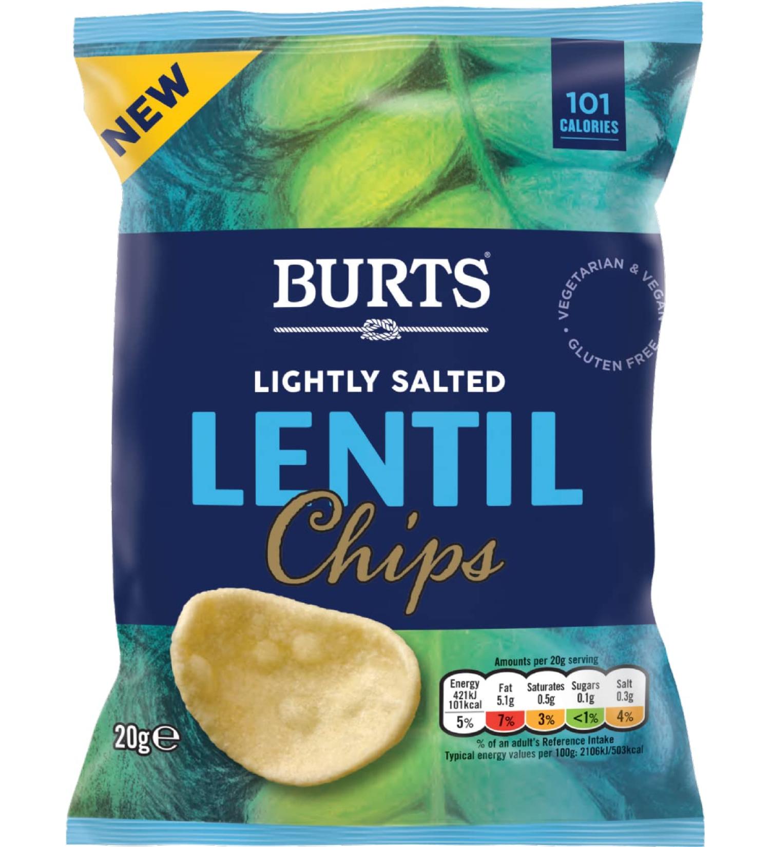 Burts Lentil Crisps - Lightly Salted 20g - 16 Pack