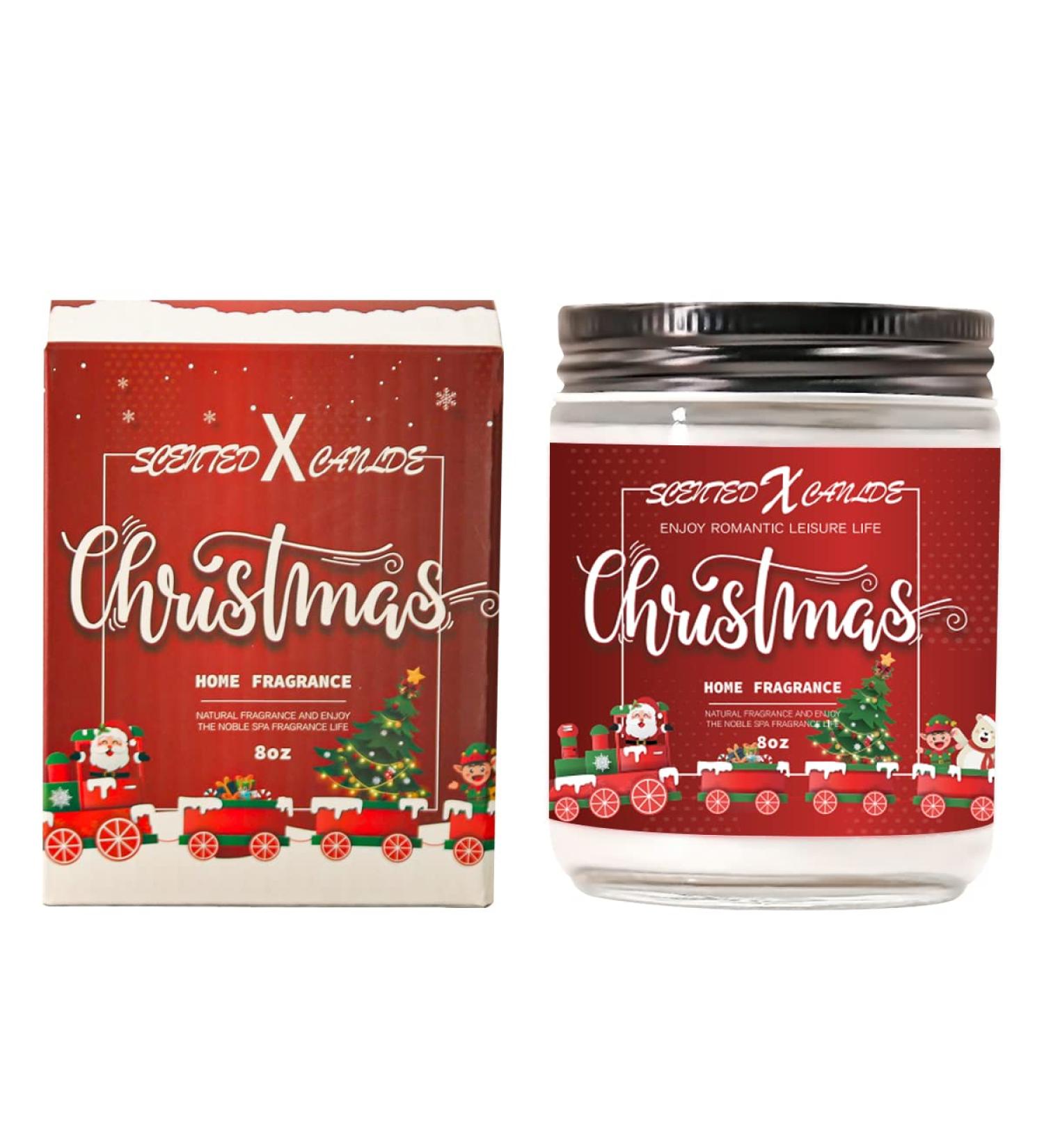 Christmas Scented Candle Gift Set - 8 oz Apple Cinnamon Aromatherapy - Perfect Holiday Gifts for Mom Women & Men - Green Label Santa Red Candle - Buy Online on GoSupps.com