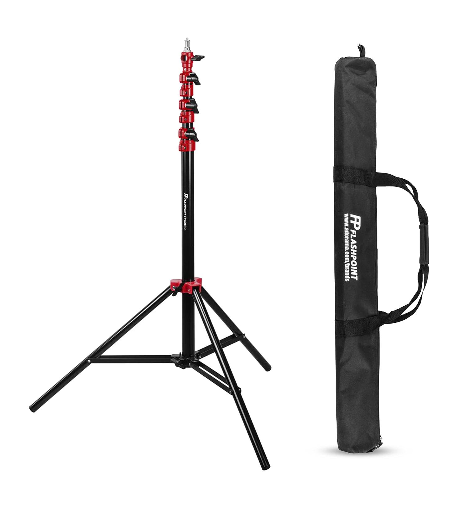 Flashpoint 9.5' Red Pro Air Cushioned Light Stand - Portable & Heavy Duty for Photography - Lightweight & Durable Tripod for Indoor/Outdoor Use - Buy Online on GoSupps.com