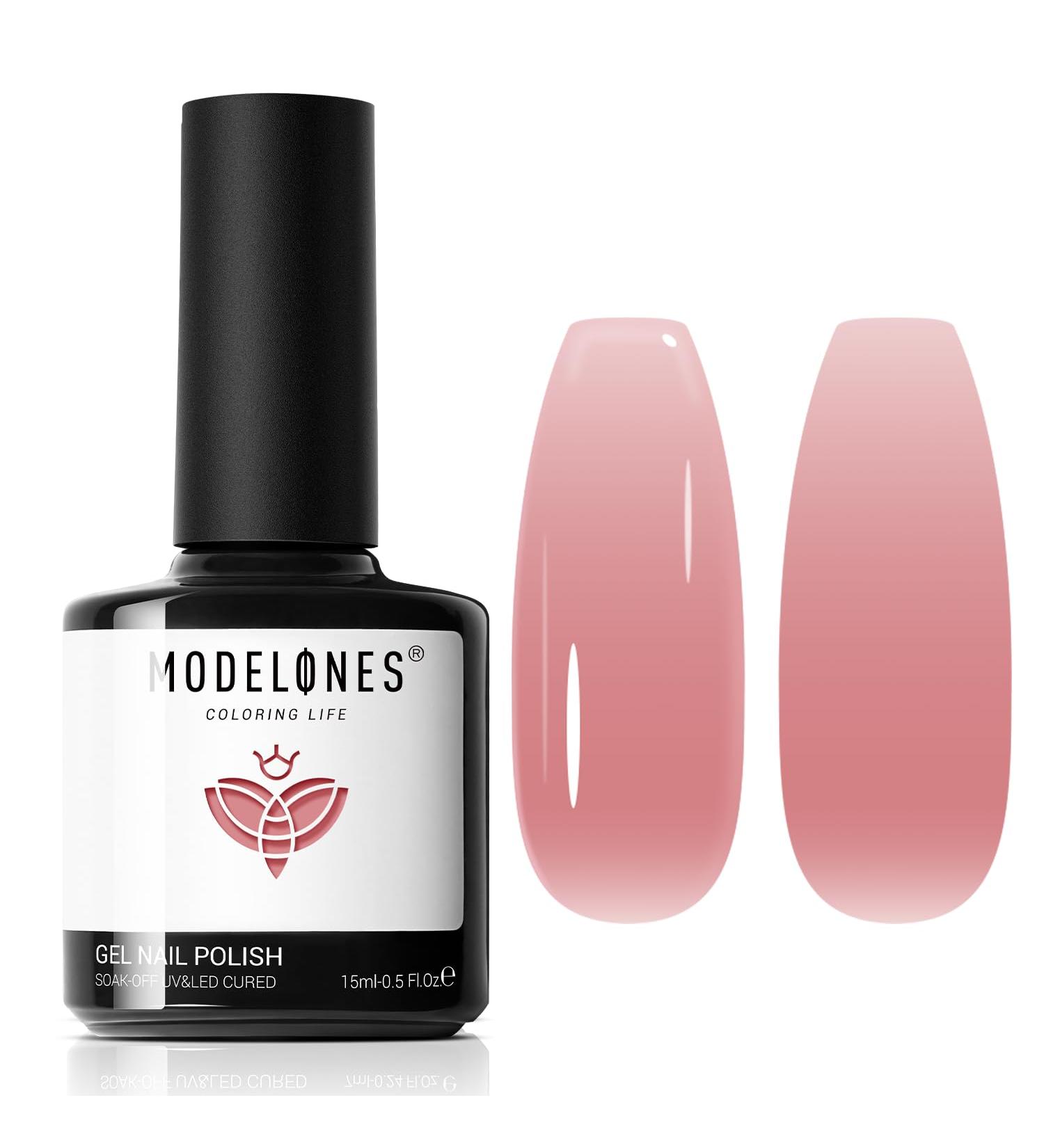 Modelones Jelly Gel Nail Polish 15ML Jelly Pink Translucent Sheer Nude Colors Neutral Skin Tone Gel Polish Milky Clear Ice Pink Soak off UV LED Cured at Home Salon DIY French Manicure Nails Art Jelly Neutral Pink - Buy Online on GoSupps.com