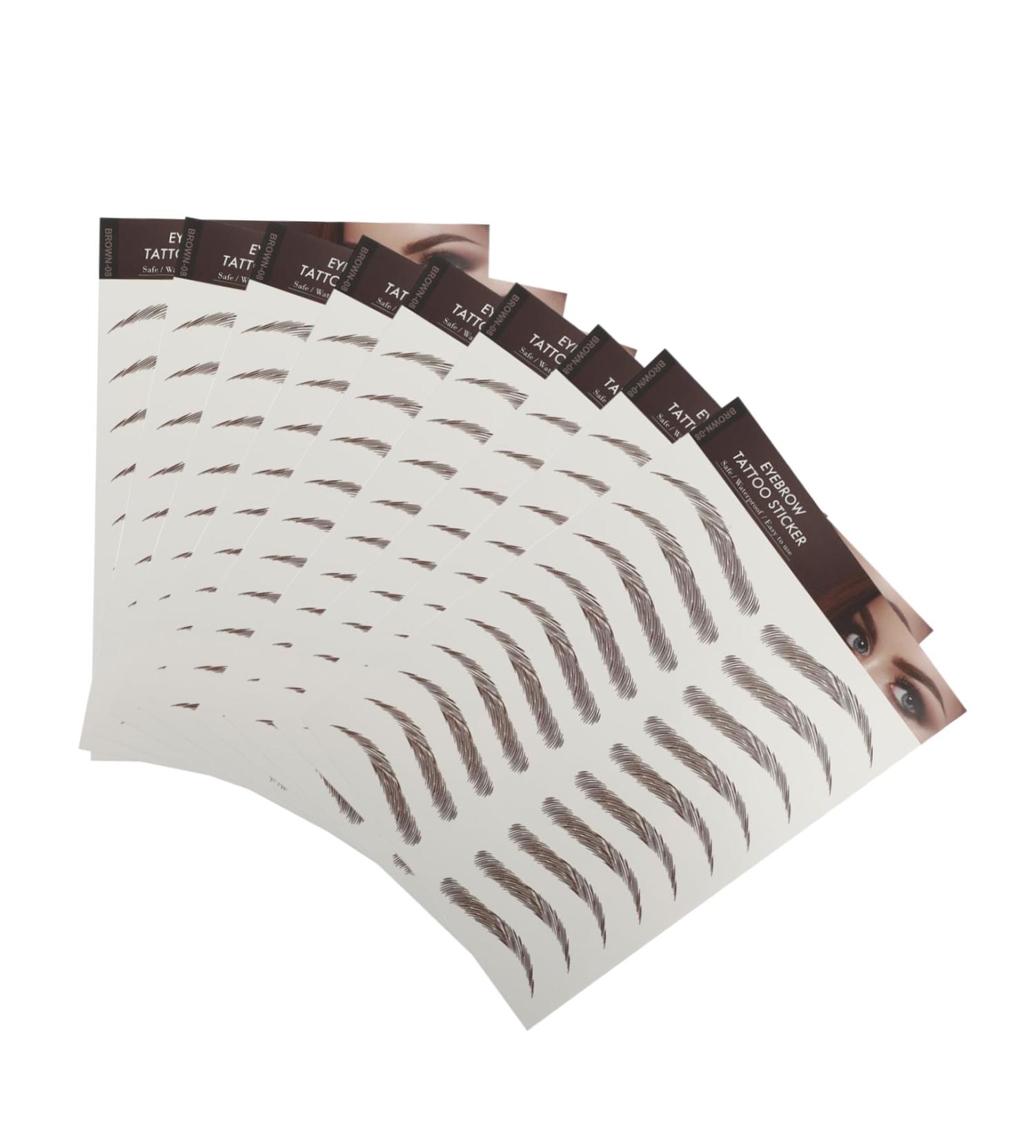 BIUDECO 9 sheets Eyebrow Sticker Artificial Hairlike Stickers Eyebrows Transfers False Imitation Shaping 21x14.7cm Brown - Buy Online on GoSupps.com