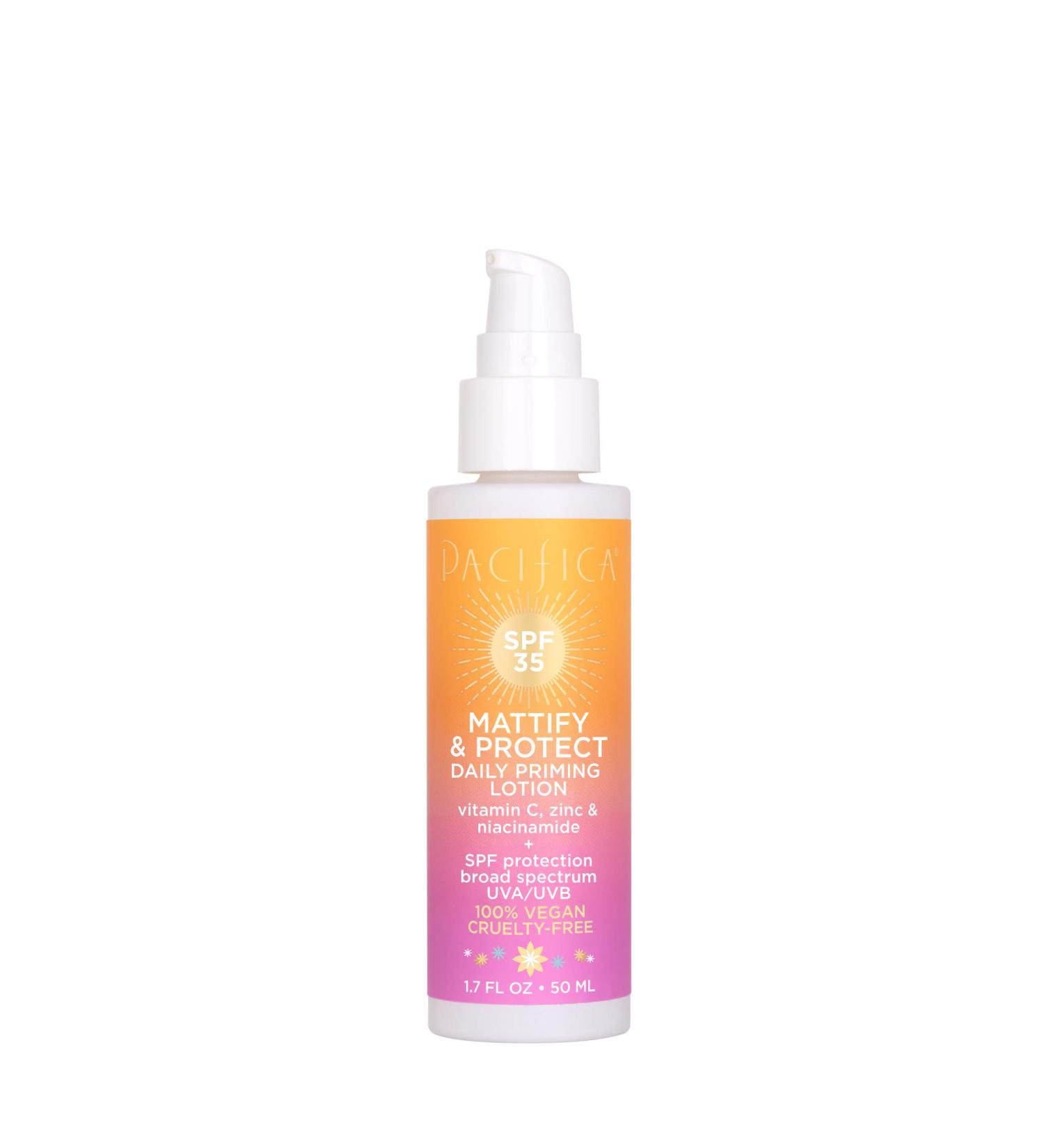 Pacifica Beauty Mattify & Protect Daily Priming Lotion SPF 35 - Vegan & Cruelty-Free with Vitamin C, Zinc, Niacinamide - Buy Online on GoSupps.com