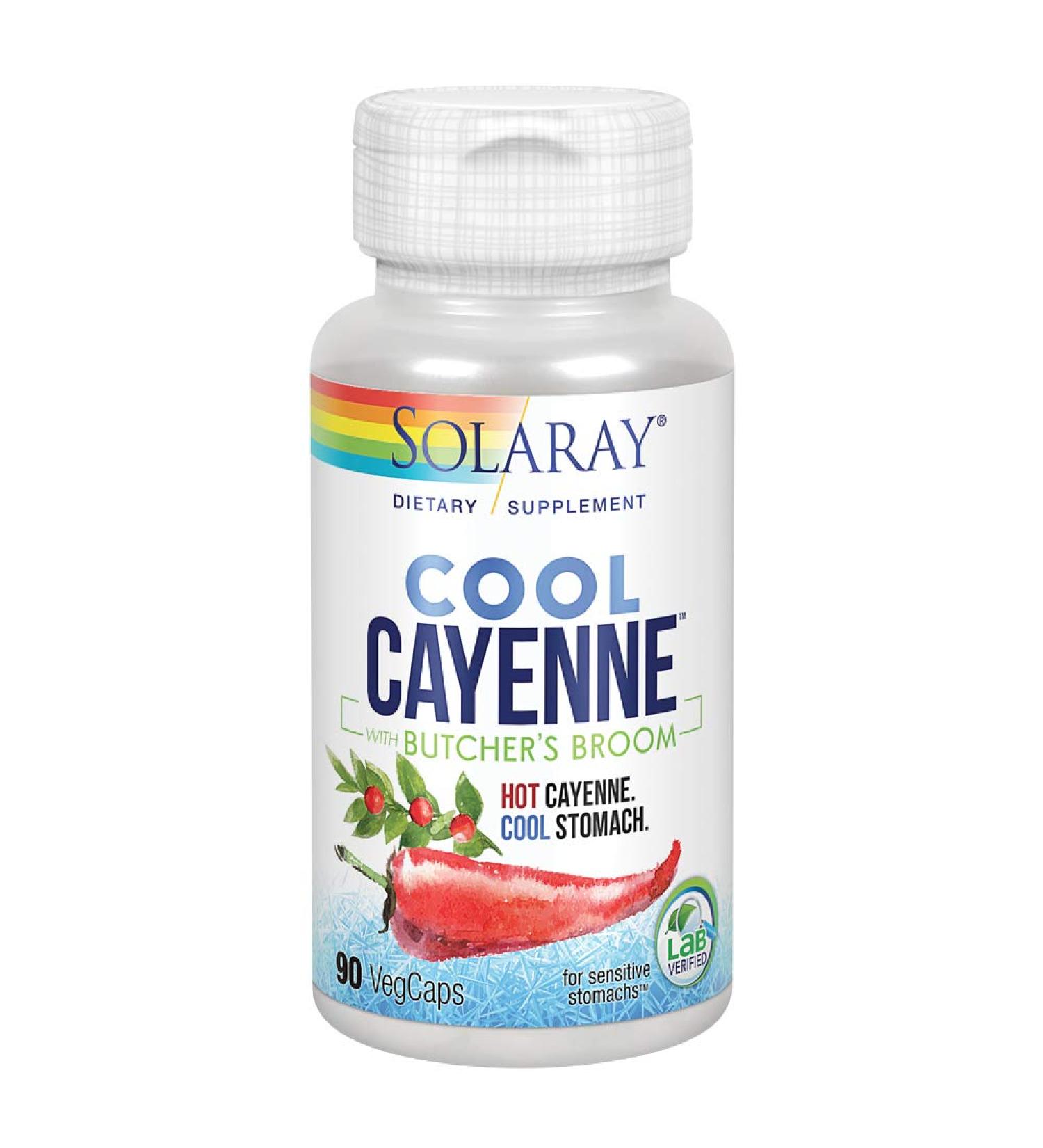 SOLARAY Cool Cayenne Pepper 40,000 HU & Butchers Broom Circulation Support | 90 VegCaps - Buy Online on GoSupps.com