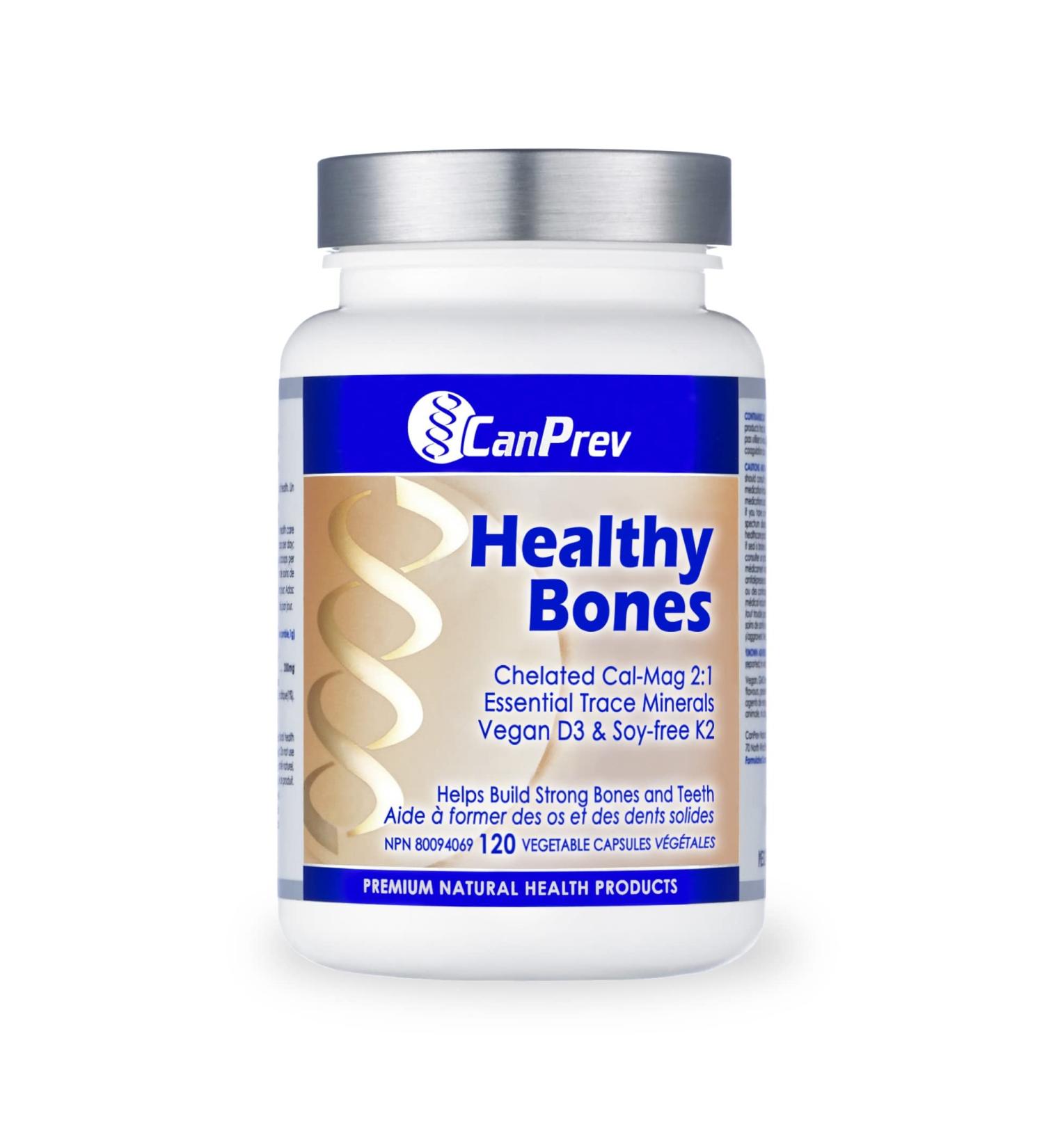 CanPrev Healthy Bones 120 V-Caps 40-Day Supply - Chelated Cal-Mag 2:1 with D3 K2 and Essential Trace Minerals for Bone Health - Includes Zinc Bisglycinate Boron Manganese - Support Bones and Teeth 120 count (Pack of 1) - Buy Online on GoSupps.com