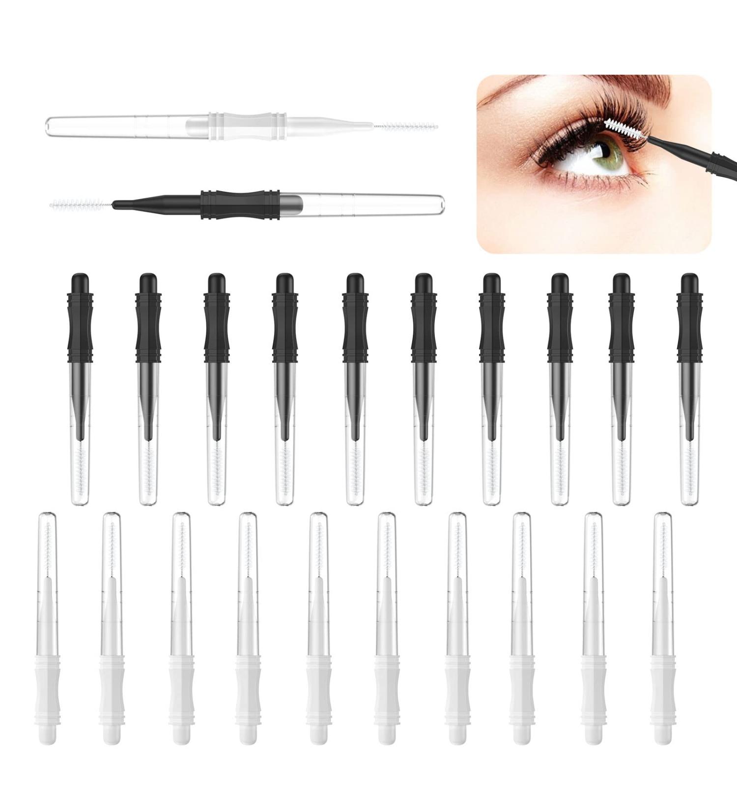 20 Pcs Micro Eyebrow Brush Set with Cap - Multifunctional Spoolie Lash Mascara Brush for Eyebrow Lamination, Extensions, and Brow Cleaning - White Black - Buy Online on GoSupps.com